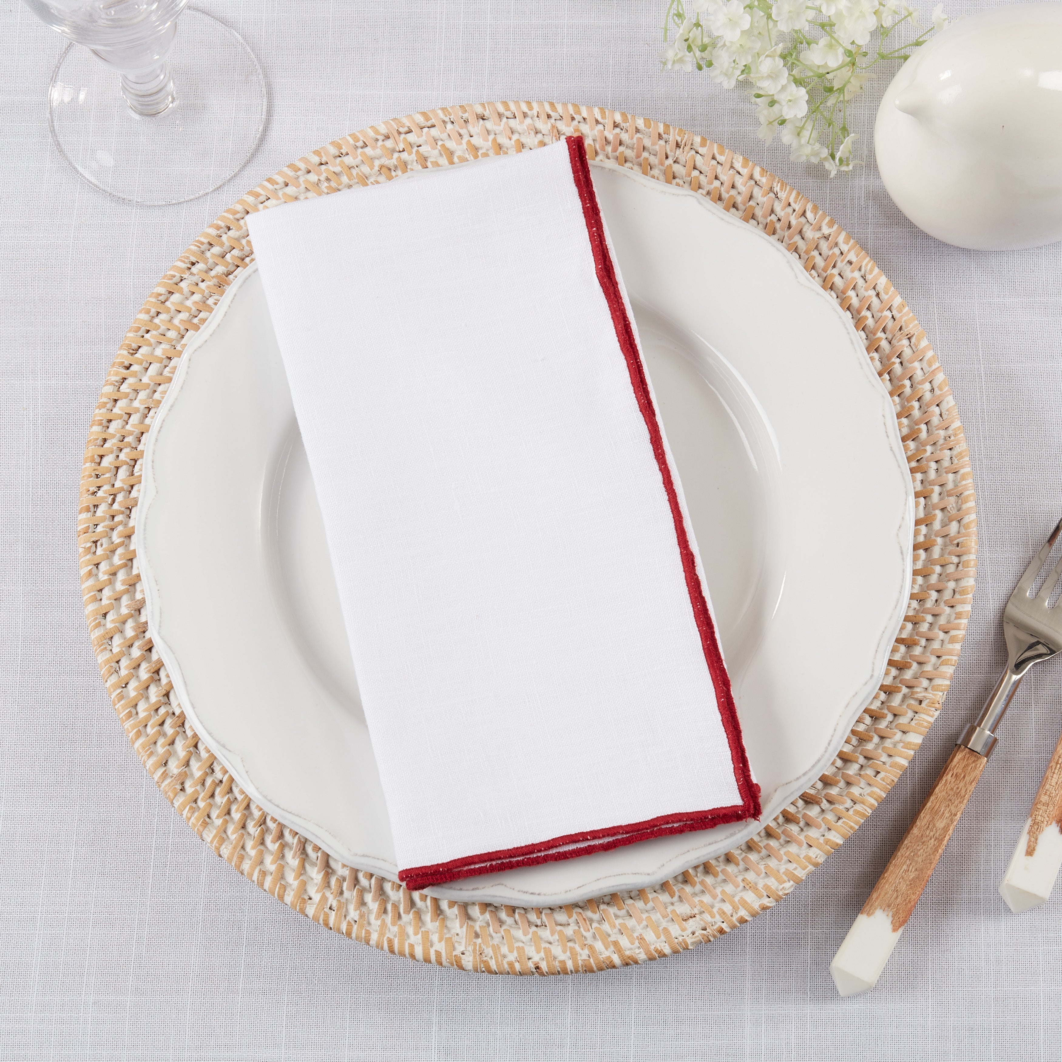 Stonewashed Stitch Border Table Napkin, Set of 4