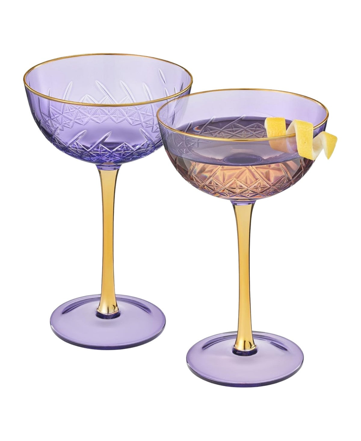 Purple Vintage Art Deco Coupes Set of 2