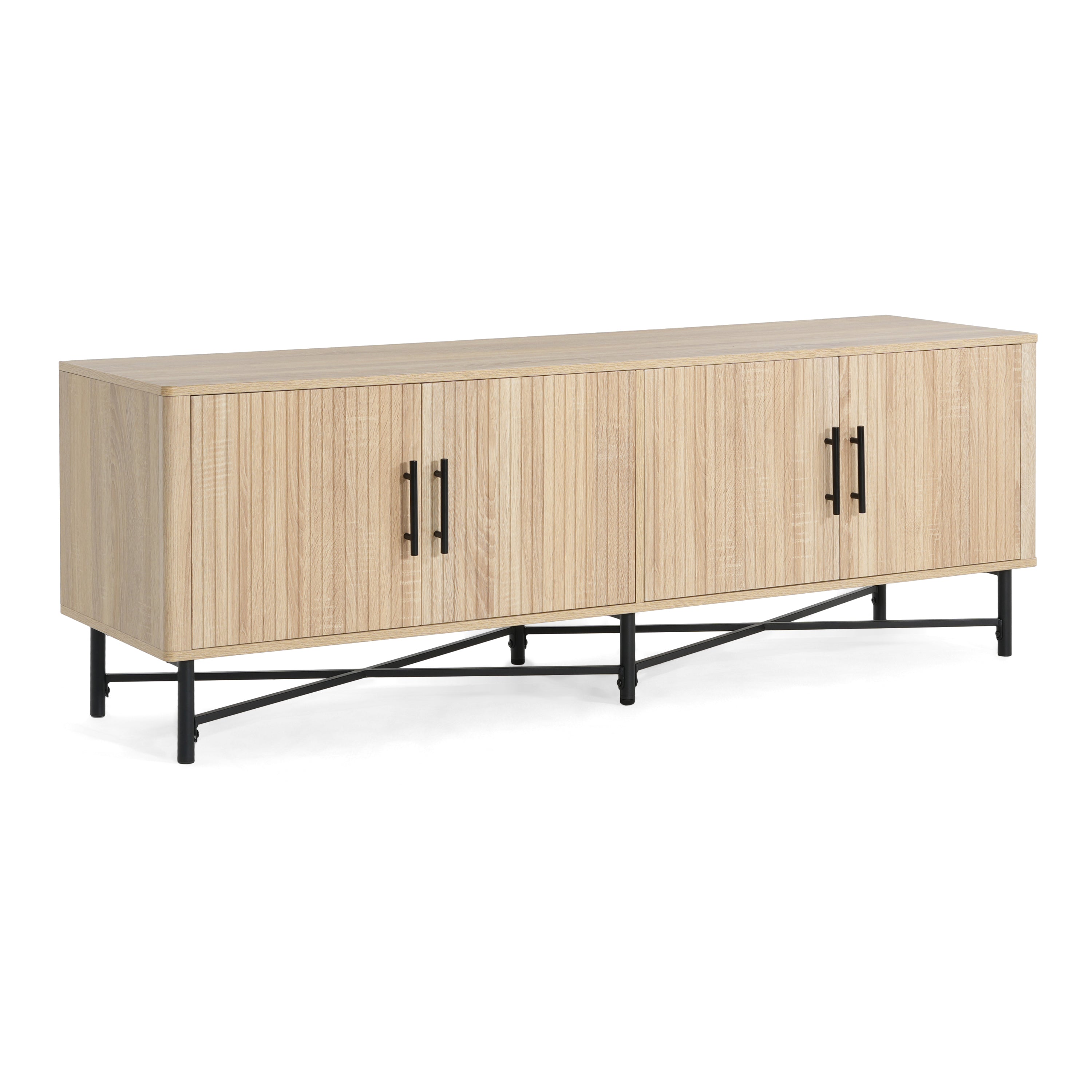 4-Door Fluted Low TV Cabinet