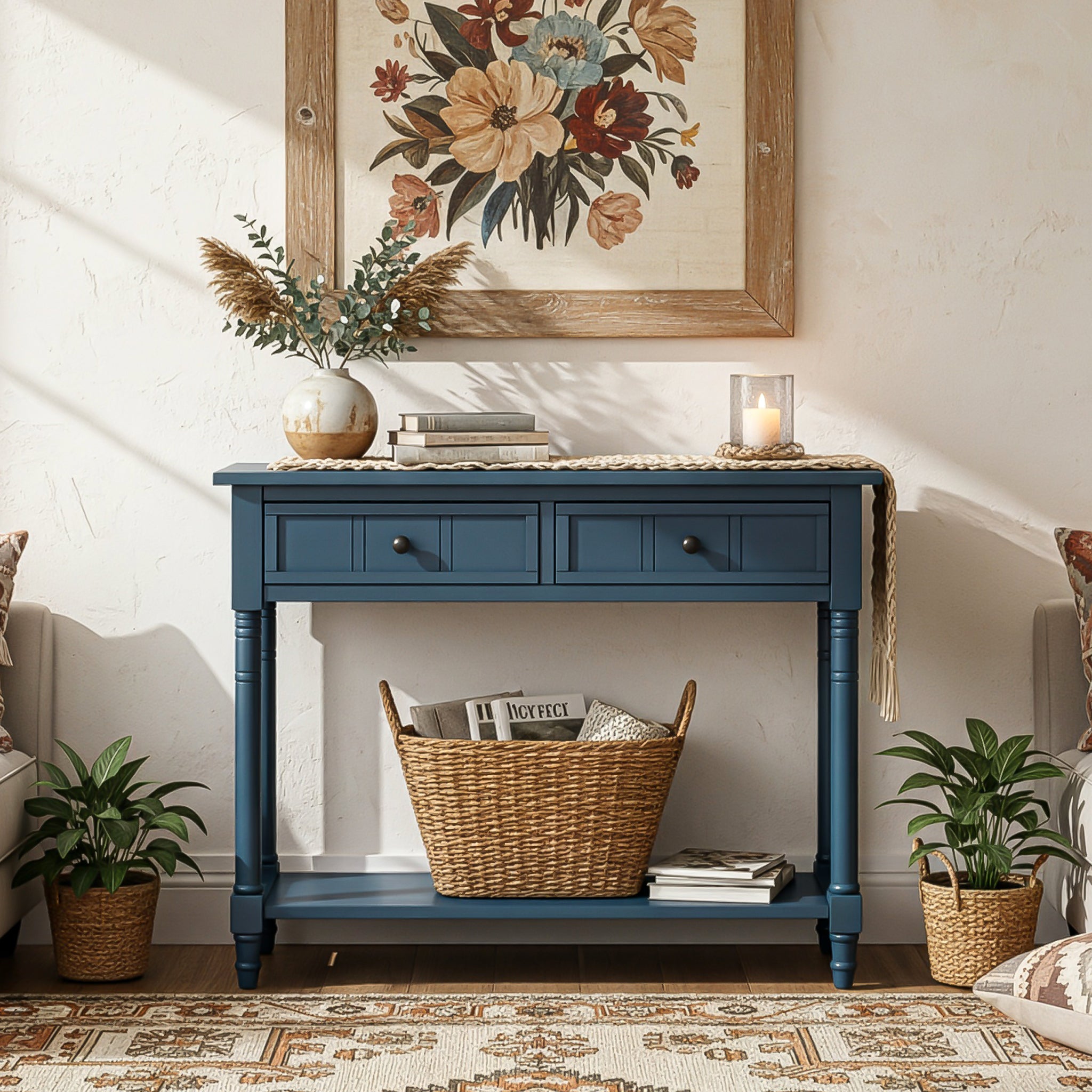 Daisy Traditional Console Table Design with Two Drawers