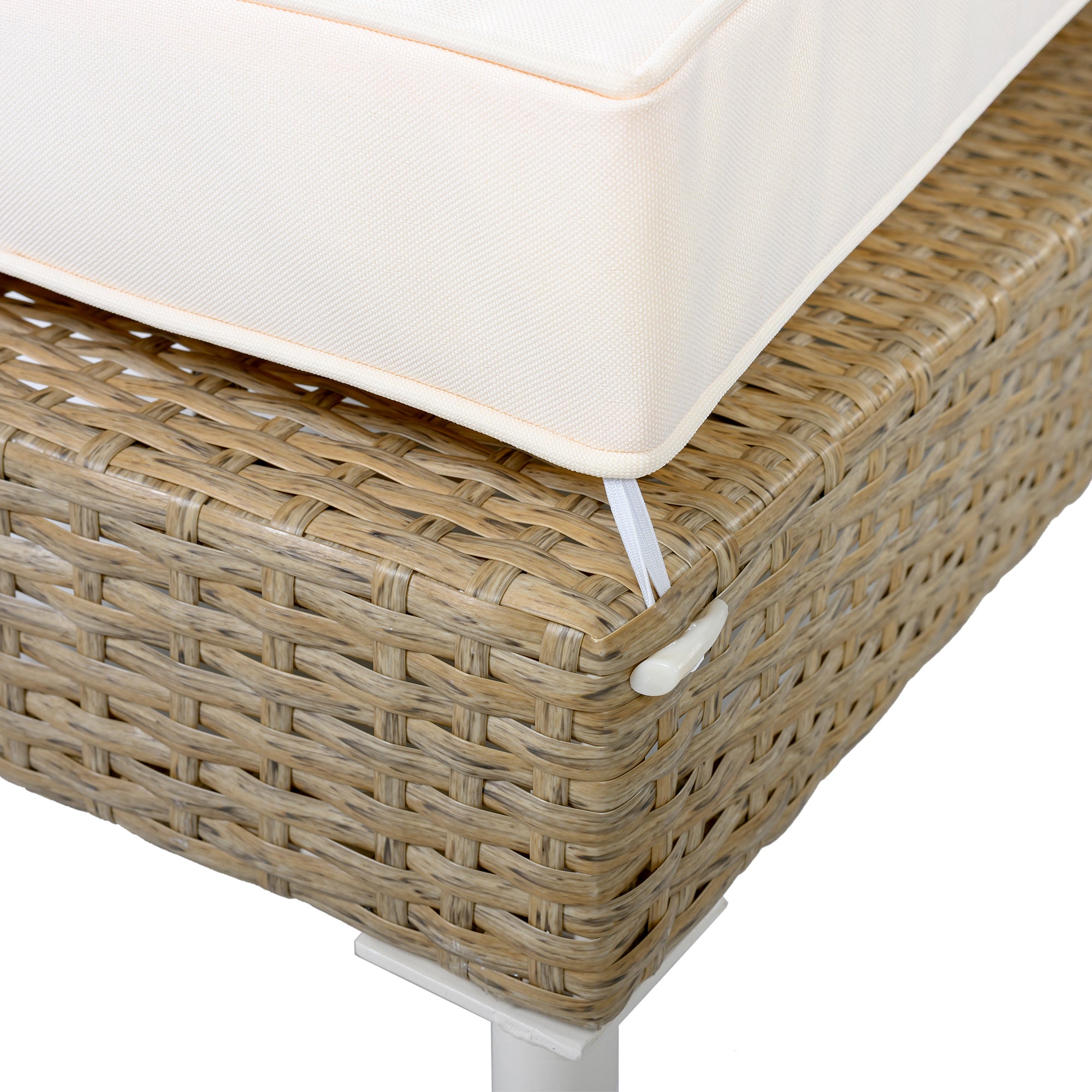 Outdoor All-Weather PE Rattan Chaise Lounge with 6 Gear Adjustable Recliner, Arms and Cushion