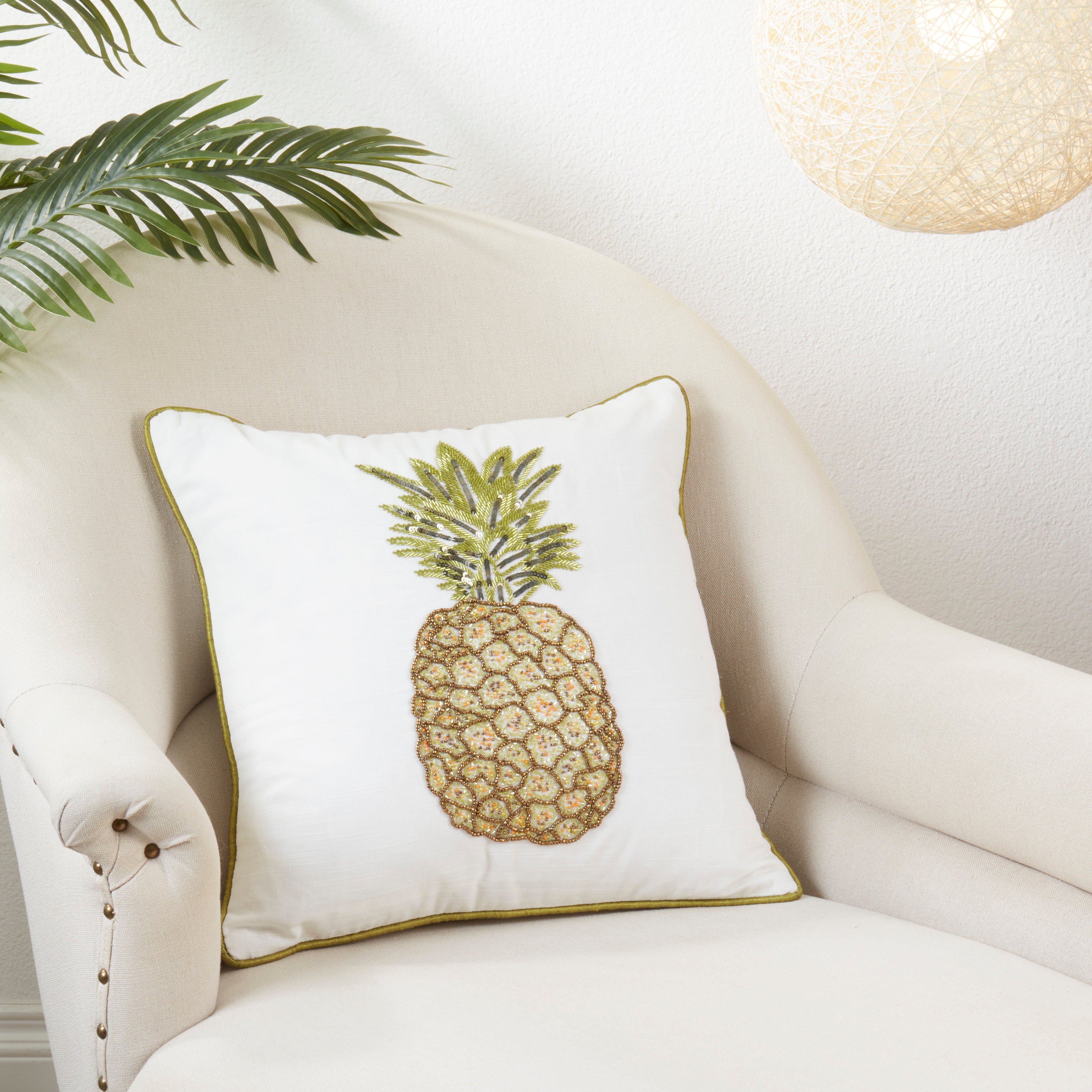 Beaded Pineapple Throw Pillow