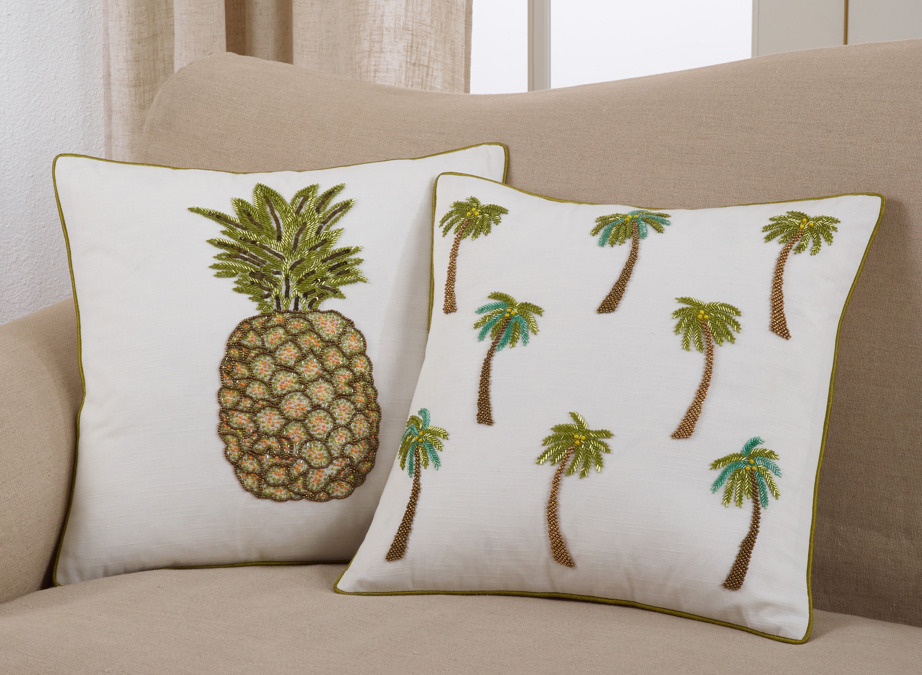 Beaded Pineapple Throw Pillow