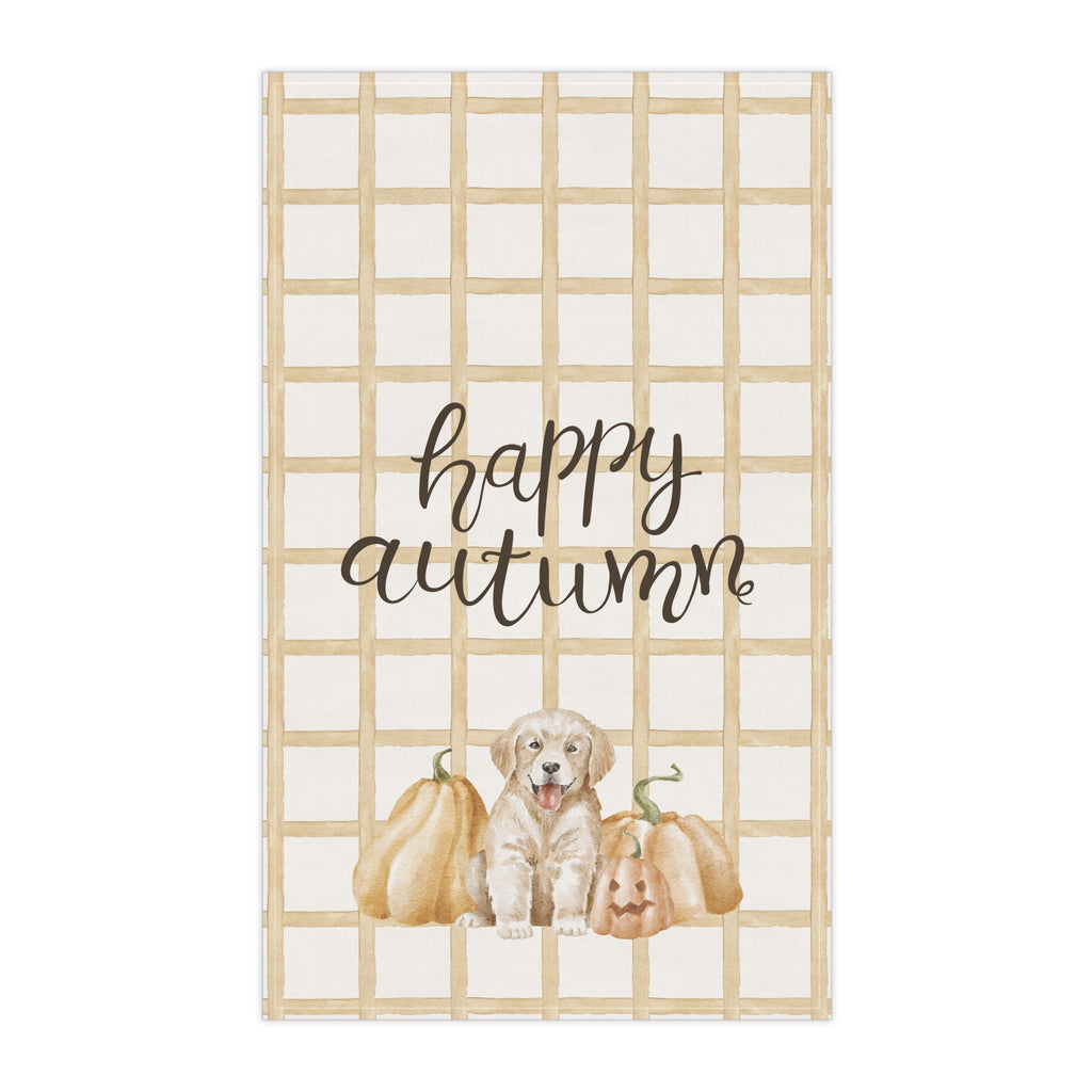 Happy Autumn Pumpkin Puppy Kitchen Towel
