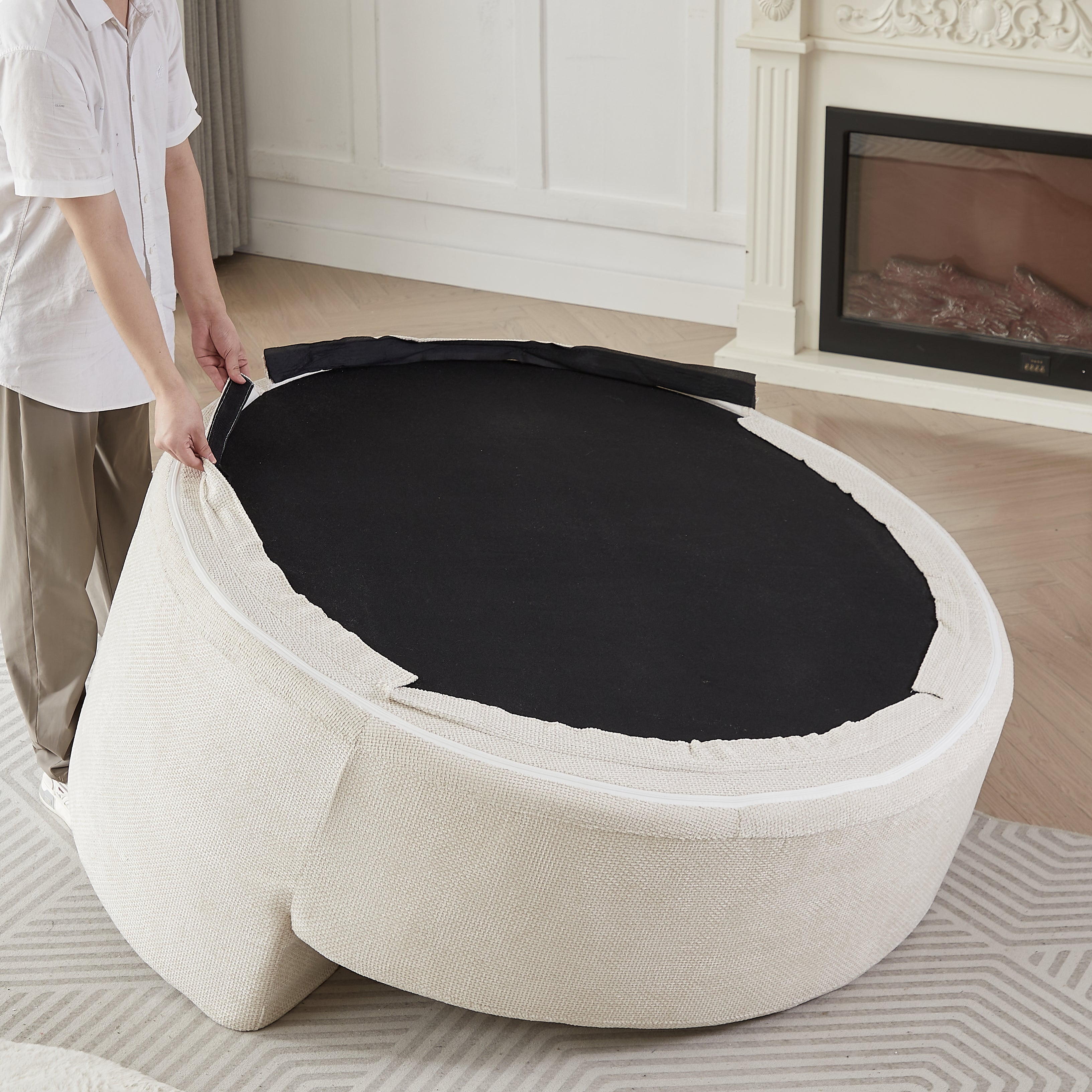 Oversized Chenille Swivel Lounge Chair