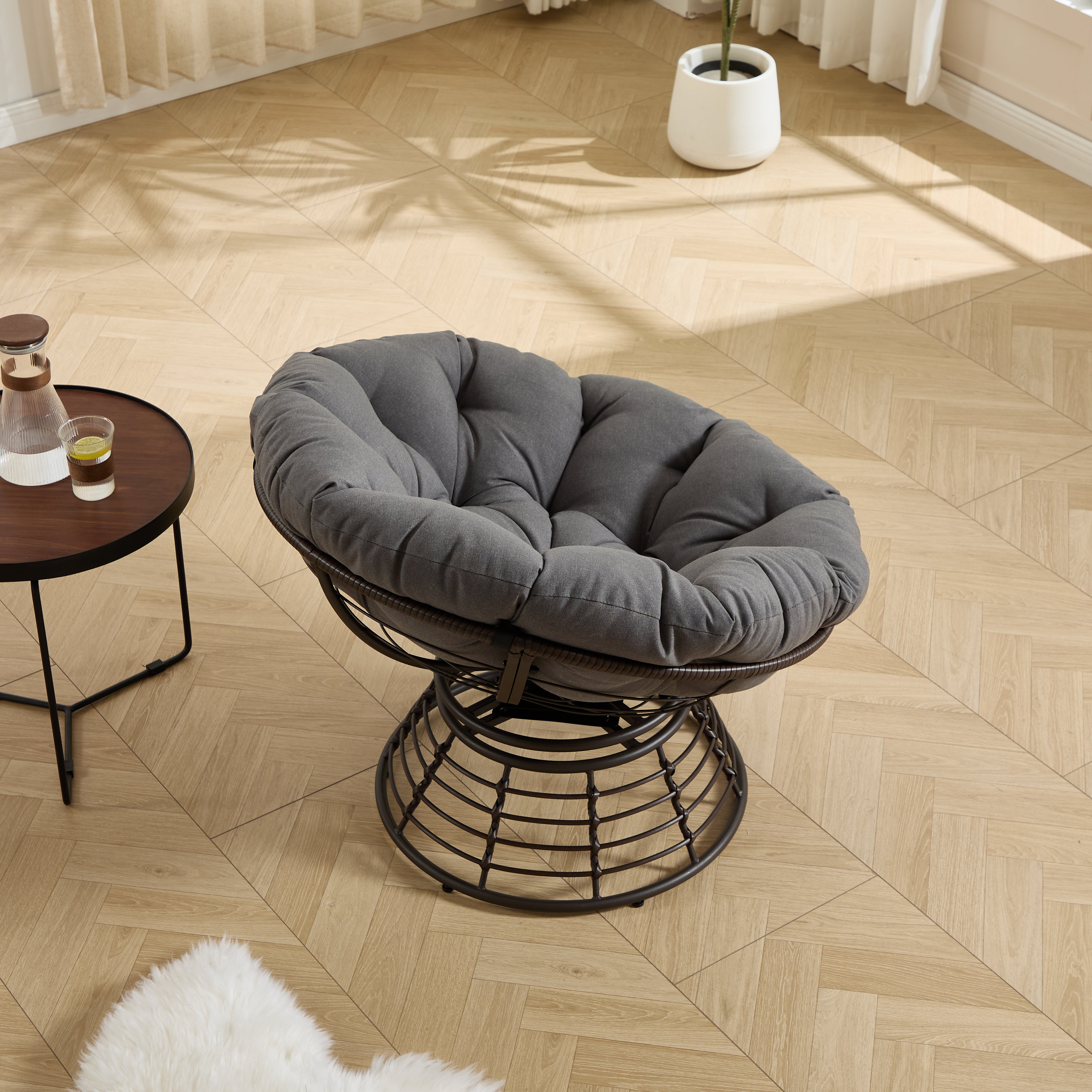 The Original Papasan™ 360° Swivel Indoor Outdoor Wicker Papasan Chair with Soft Thick Cushion