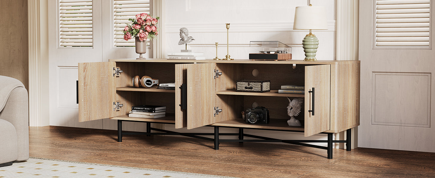 4-Door Fluted Low TV Cabinet
