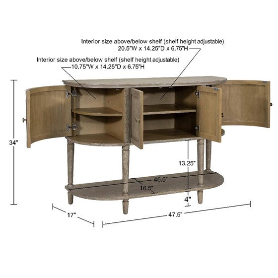 Accent Cabinet with Lower Shelf and 4 Doors