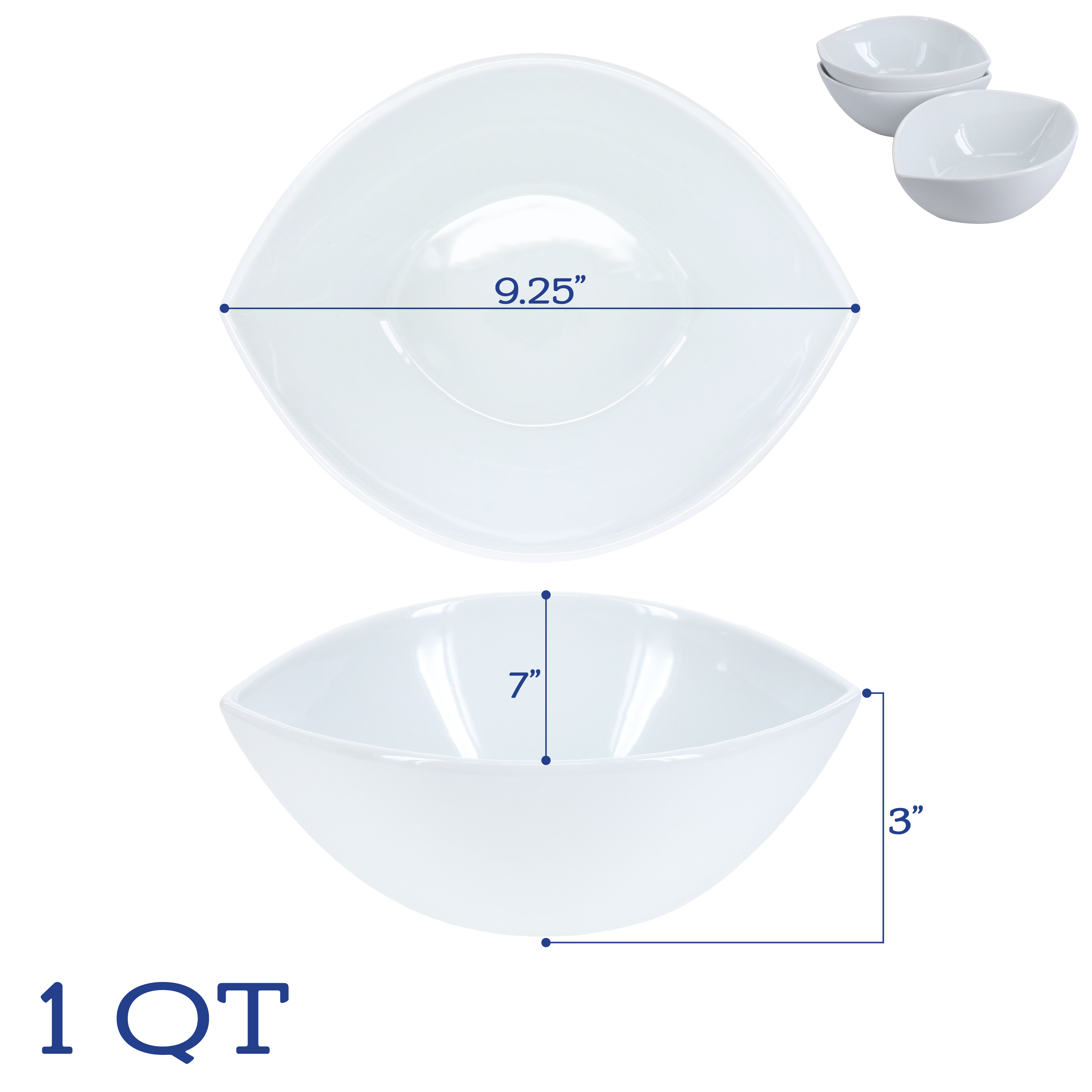 Split Oval Bowls, Set of 3