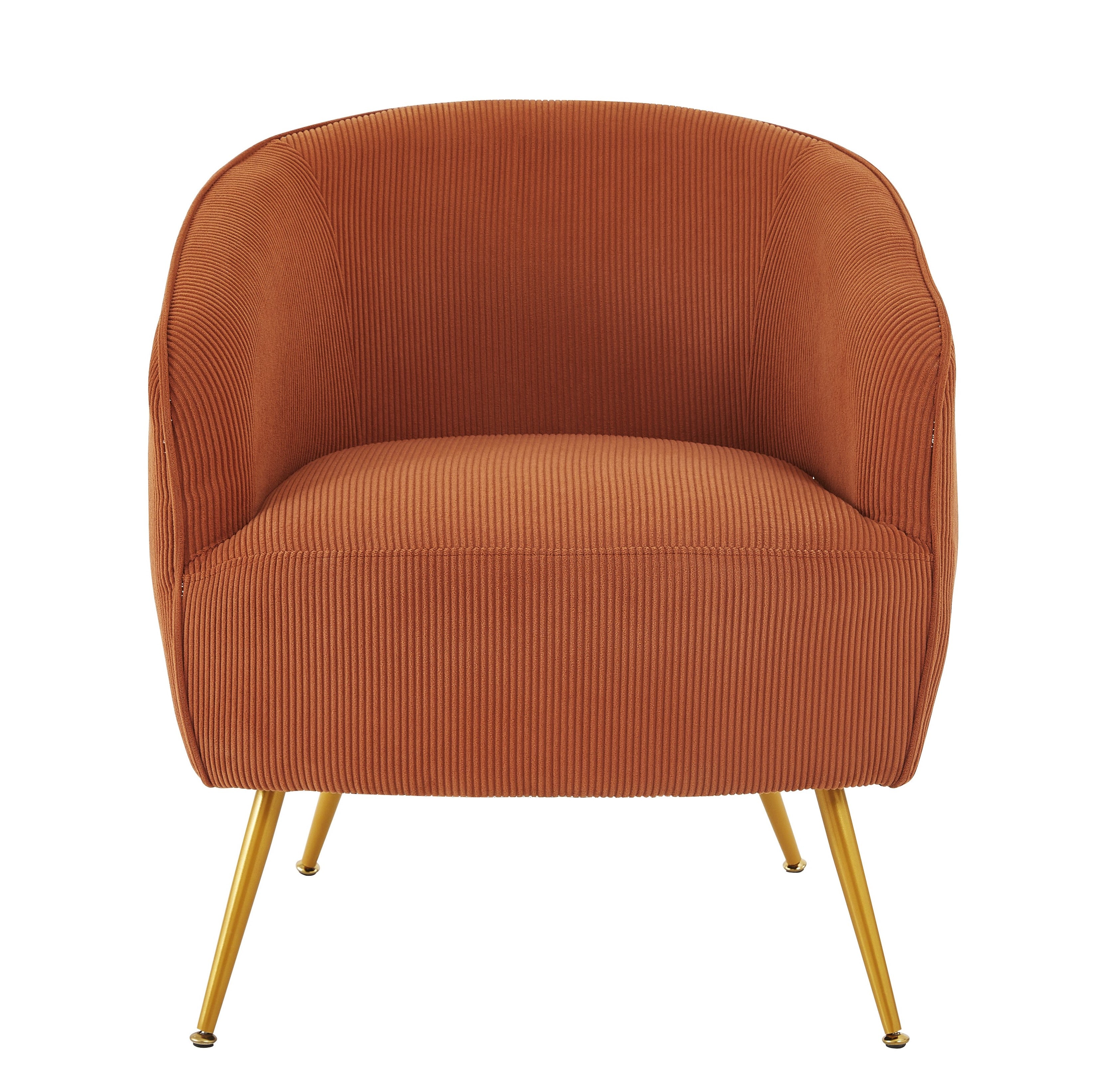 Corduroy Accent Chair with Gold Metal Legs, Modern Upholstered Armchair, Comfy Barrel Chair for Living Room Bedroom