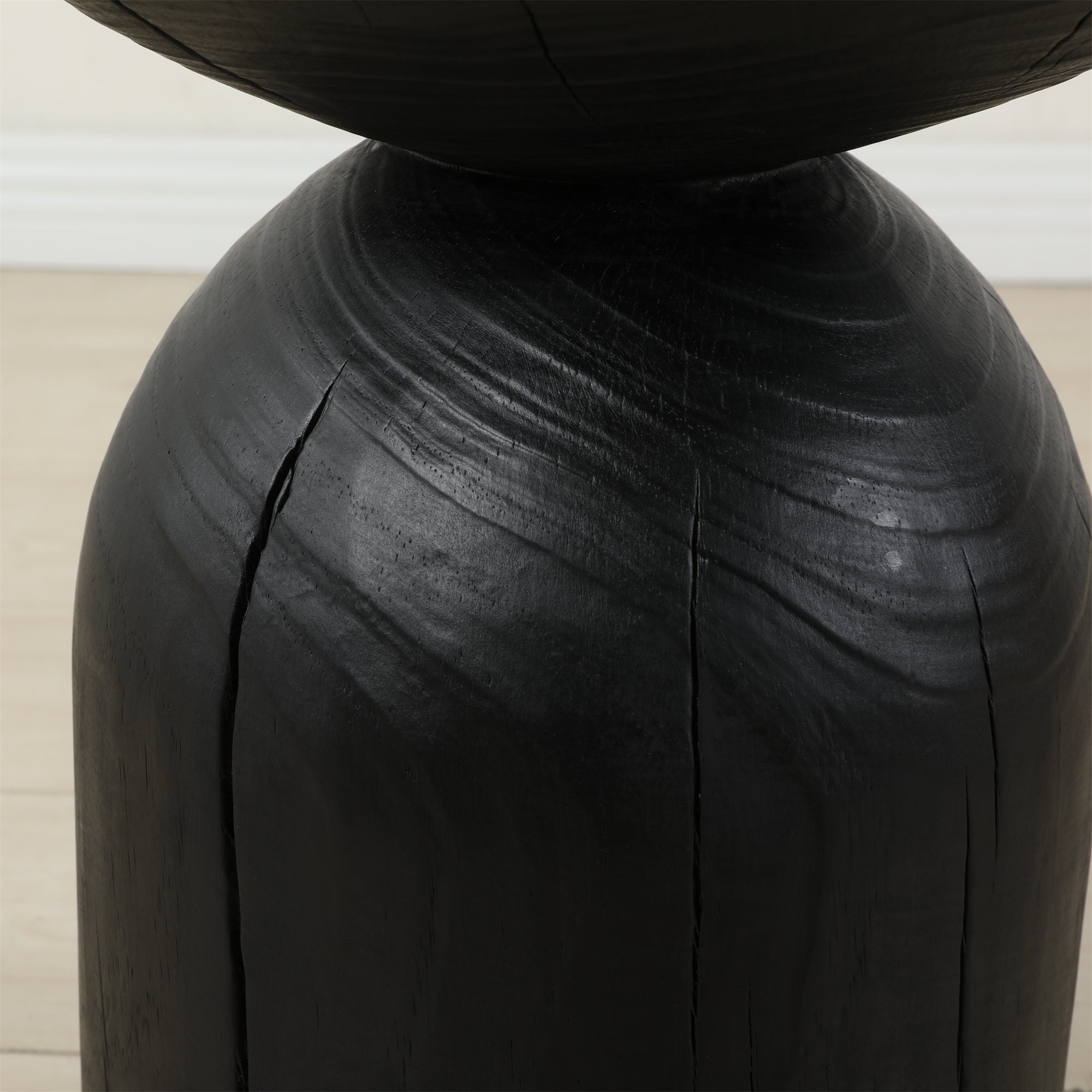 Solid Mango Wood Side End Table in Black