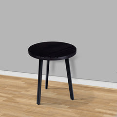 18 Inch Round Mango Wood Side End Table, Grooved Design, Metal Legs, Black - End Tables