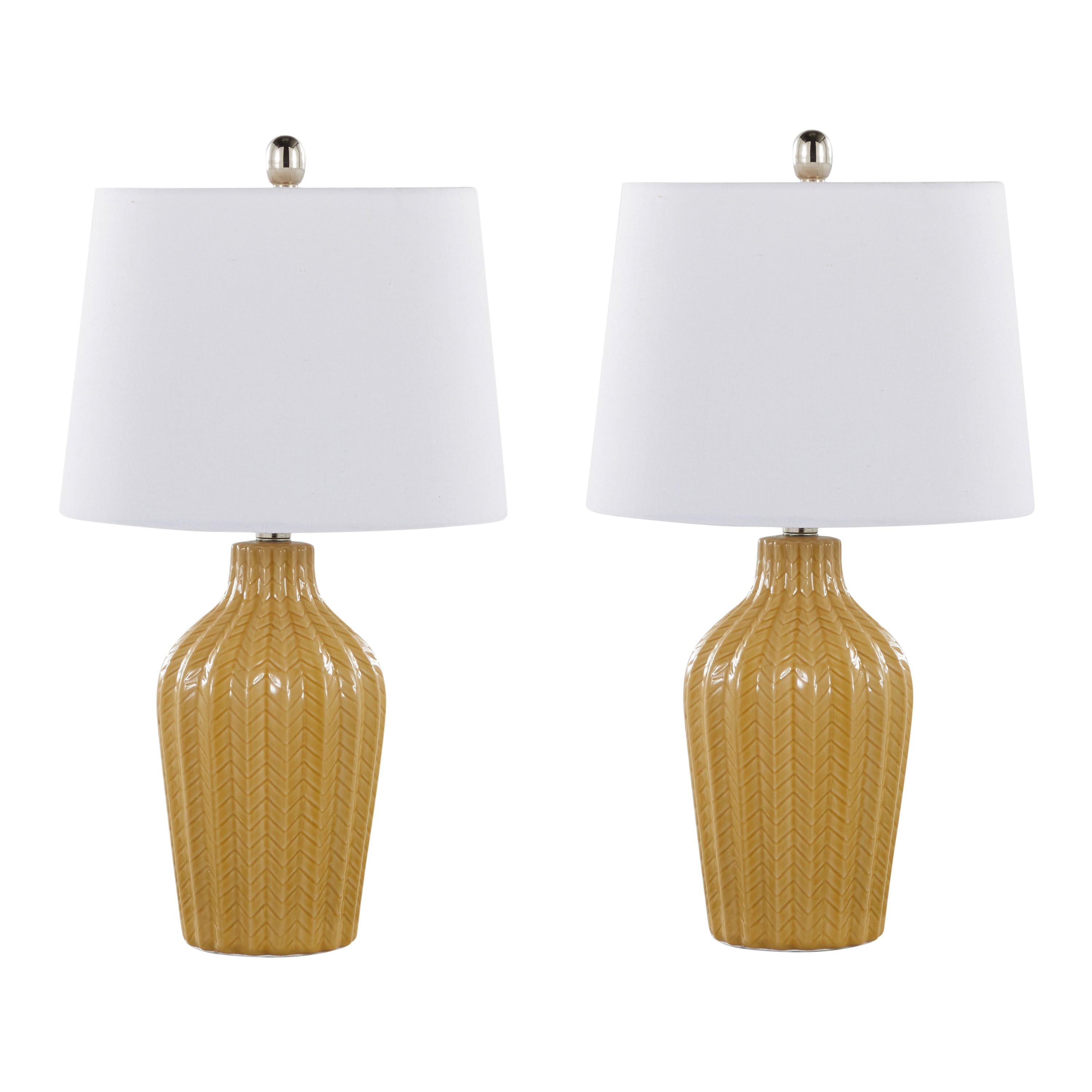 Confetti 23" Ceramic Table Lamp with White Linen Shade, Set of 2