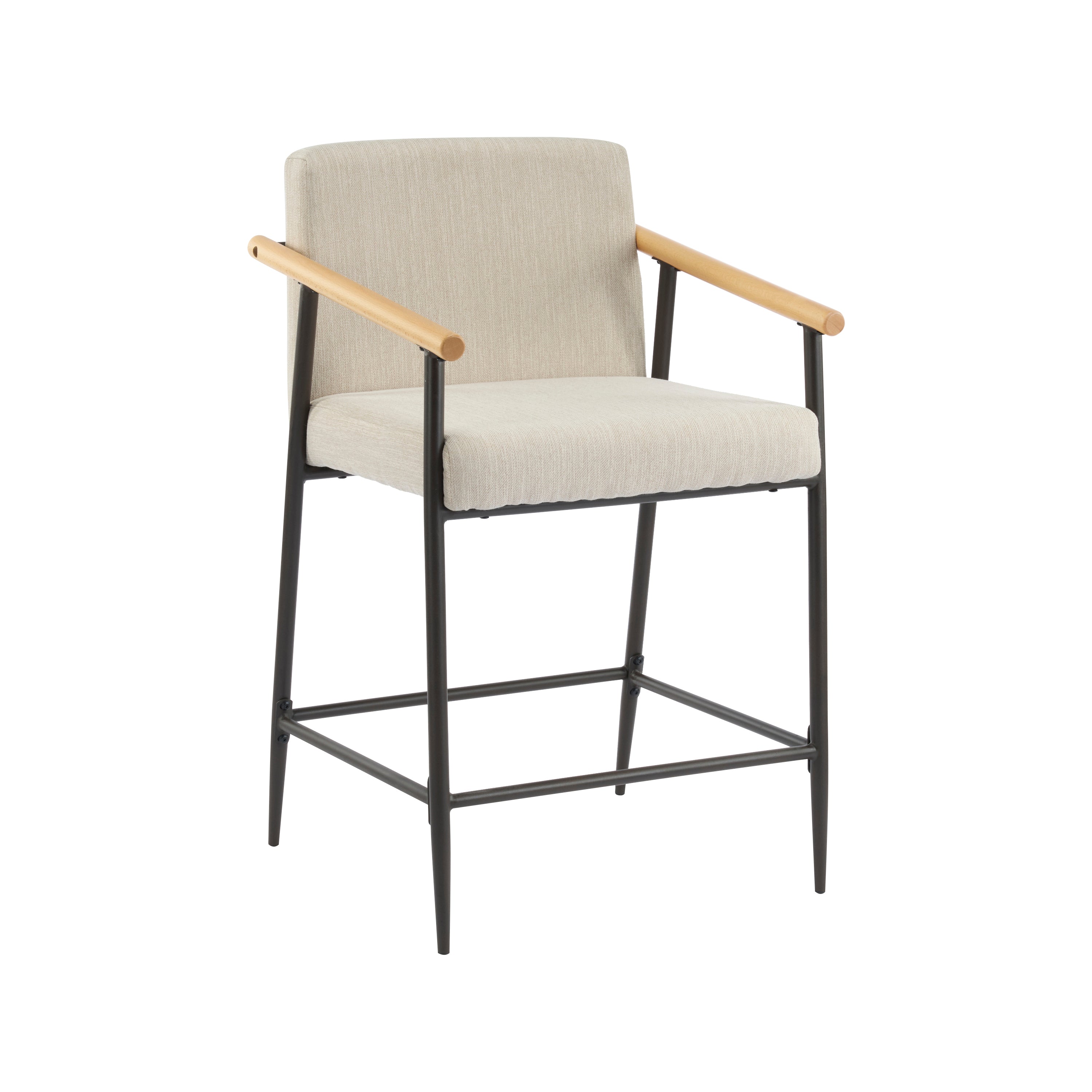 Kentwood Square Back Upholstered Counter Stool with Iron Frame, Set of 2