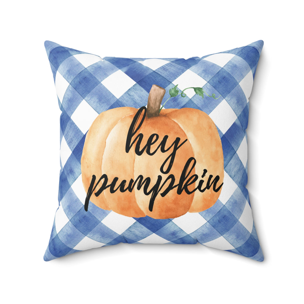 Hey-Pumpkin-Blue-Gingham-Decorative-Throw-Pillow-Home-Decor