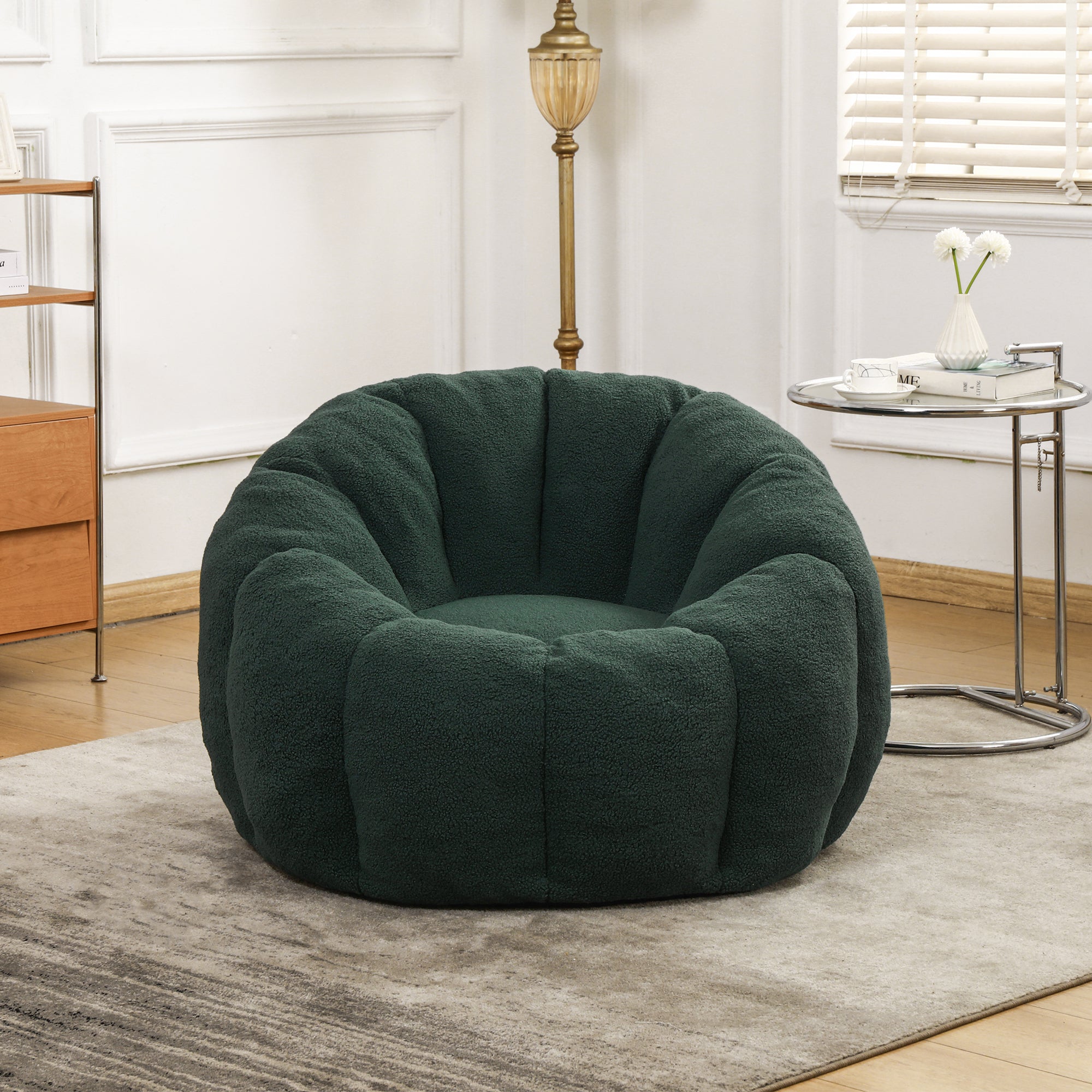 Plush Faux Fur Bean Bag Chair with Armrests