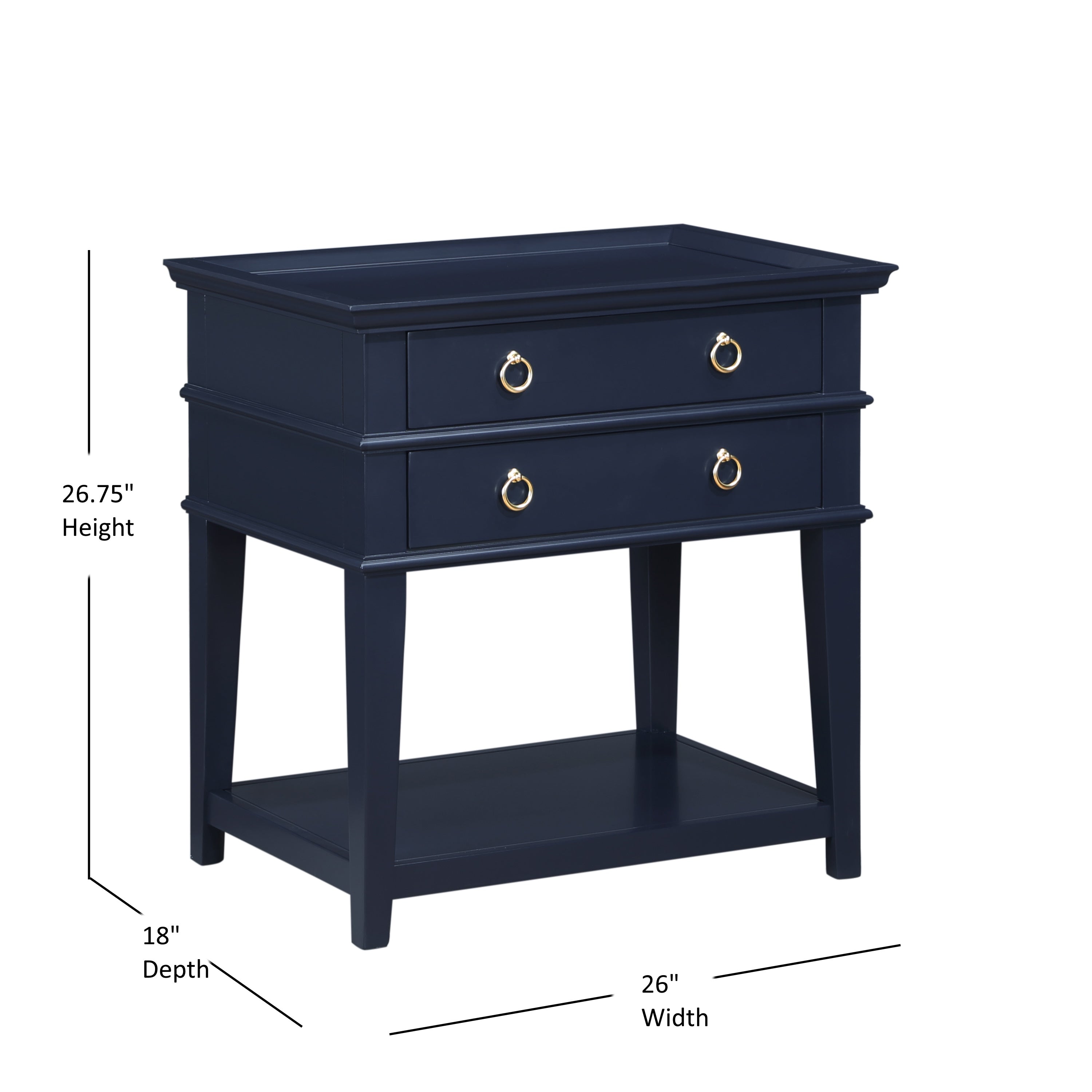 Carmona 2-Drawer Tray Top Nightstand