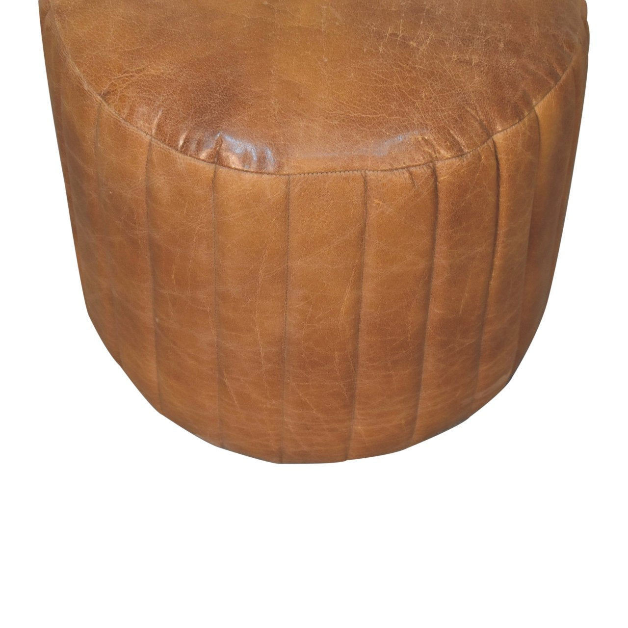 Solid Wood Buffalo Leather Boucle Footstool