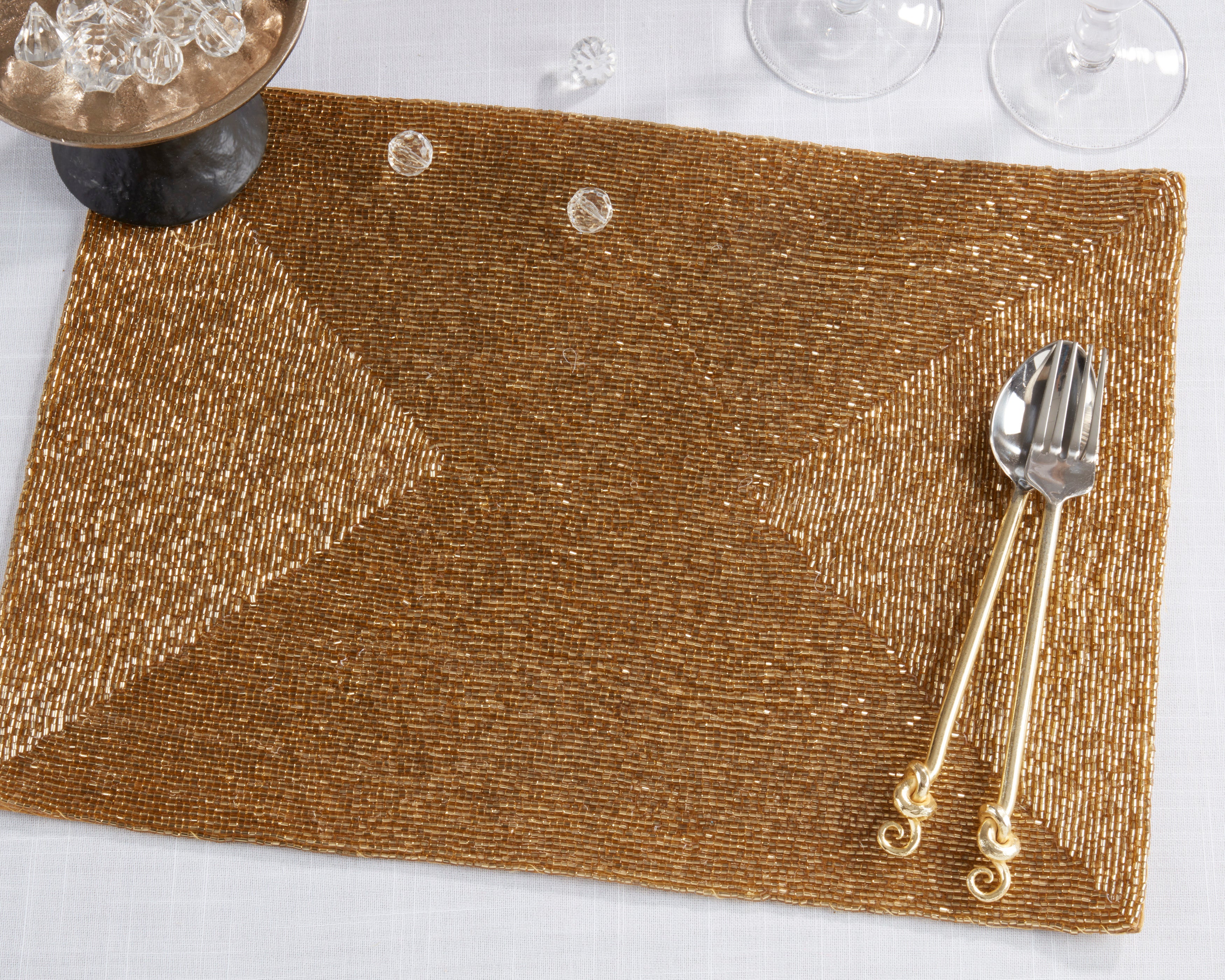 Rectangle Beaded Design Placemat, Set of 4