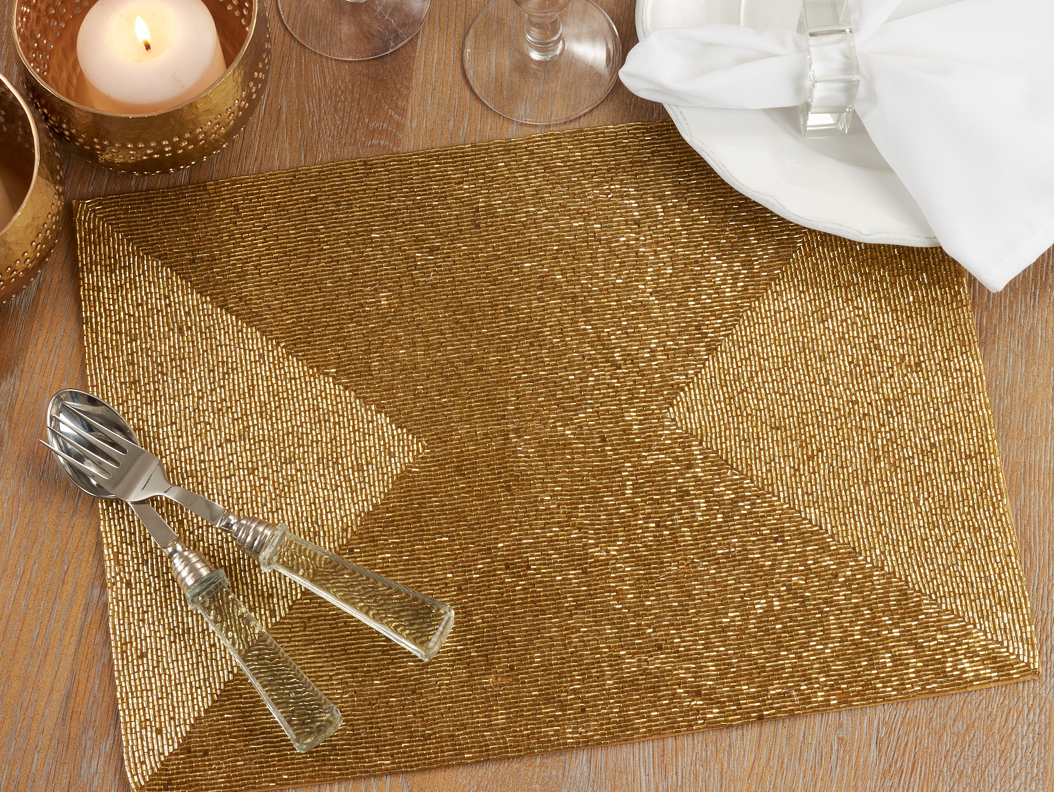 Rectangle Beaded Design Placemat, Set of 4
