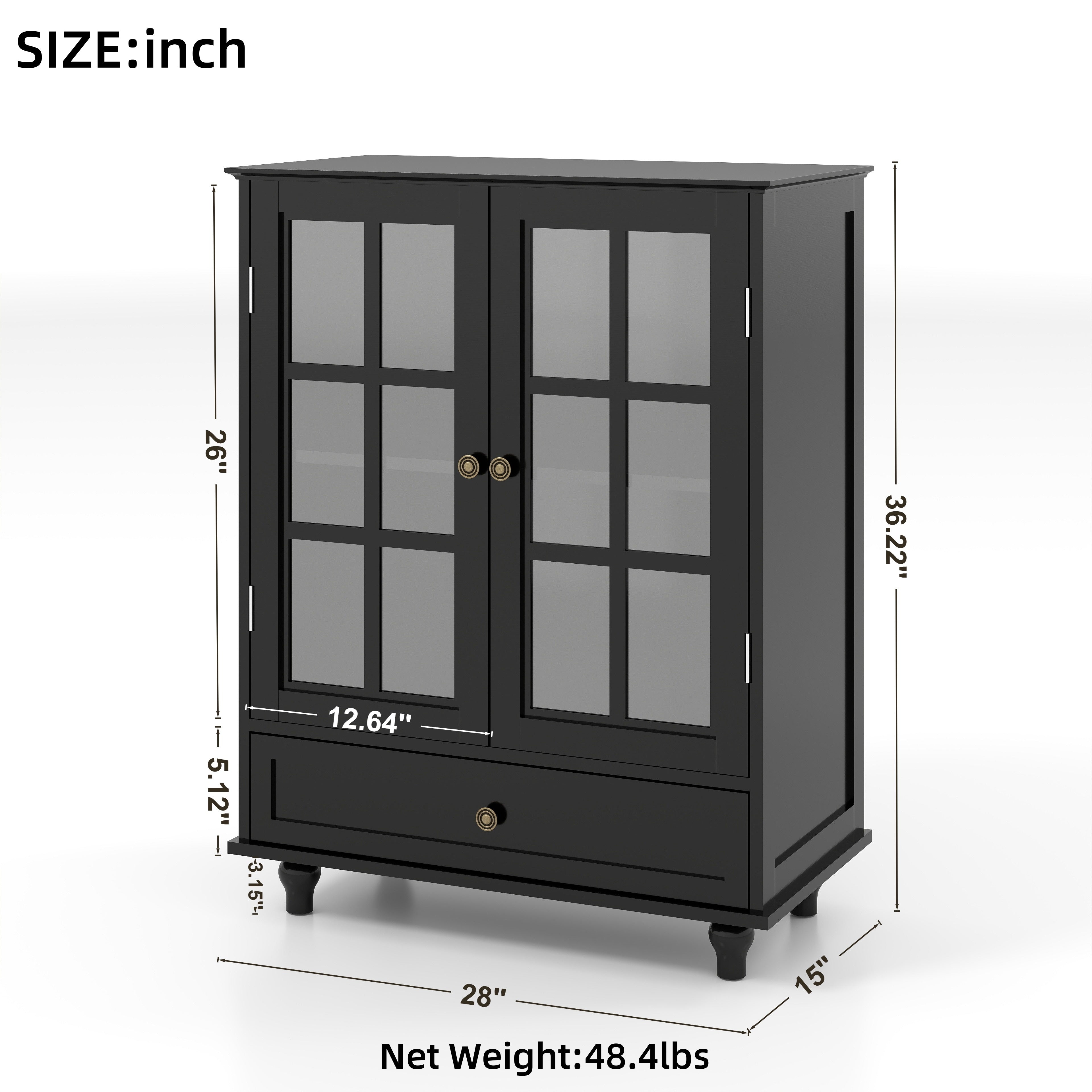 Double Glass Door Accent Cabinet