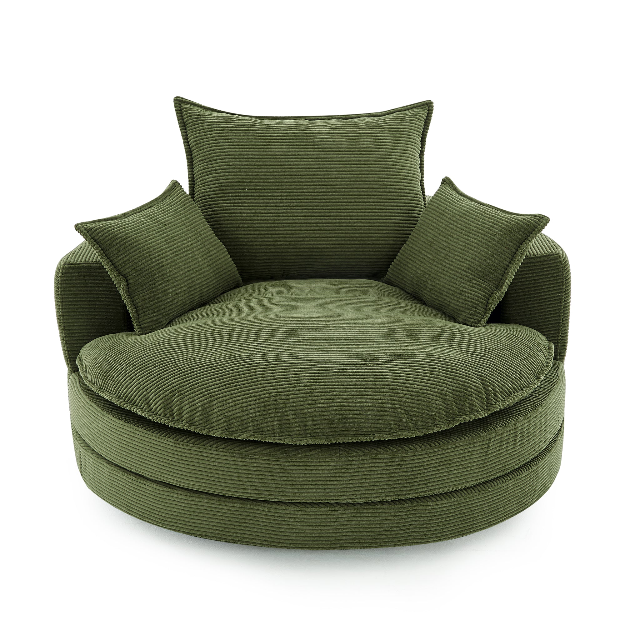 Corduroy 360° Swivel Accent Barrel Chair with 3 Removable Pillows