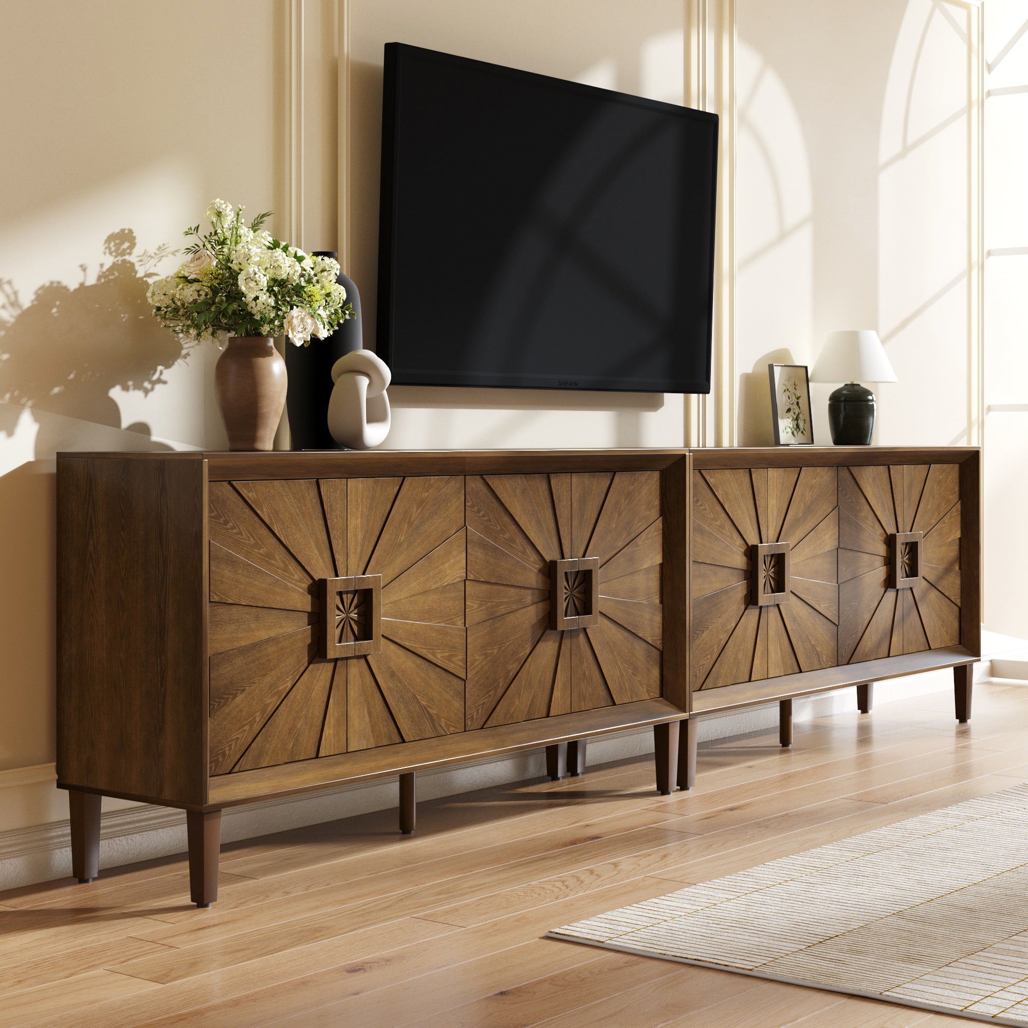 Sunburst Storage Cabinet with Adjustable Shelves