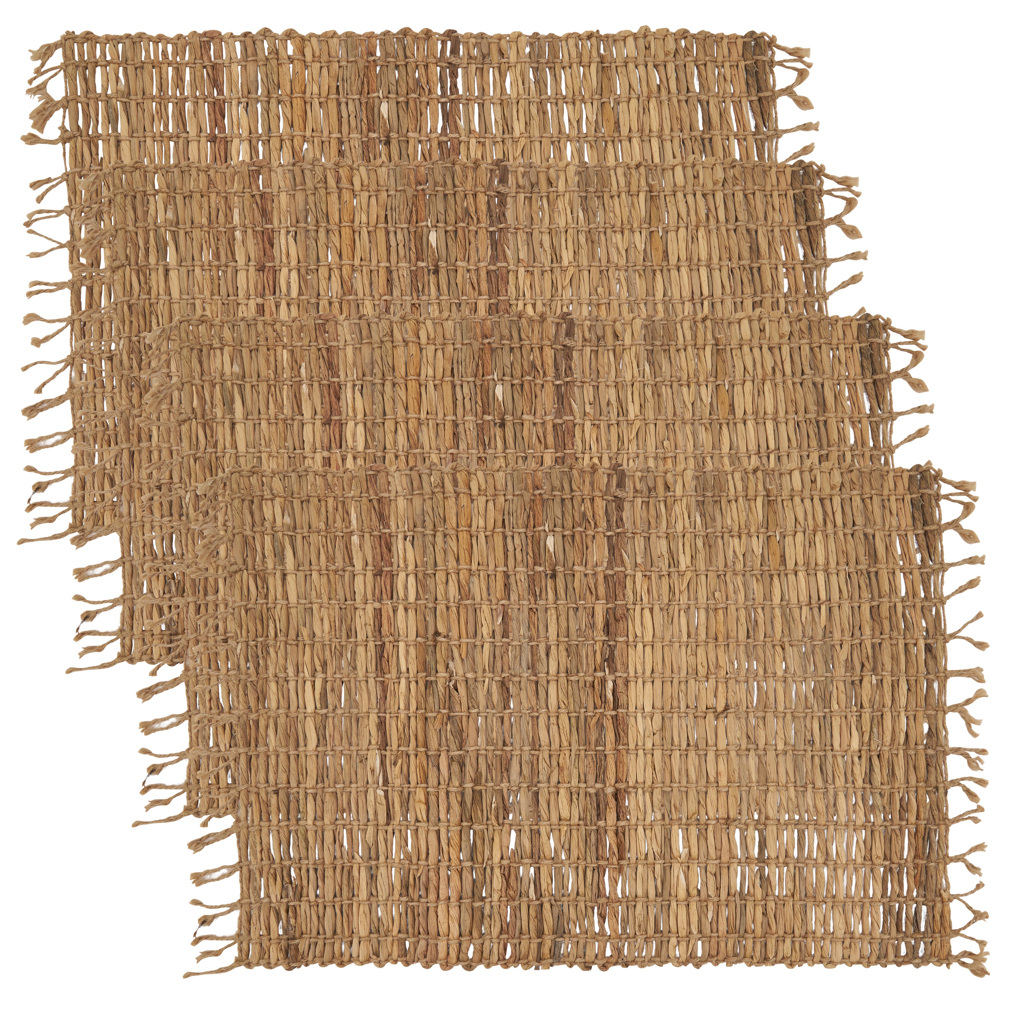 Water Hyacinth Handwoven Natural Fiber Placemats, Set of 4