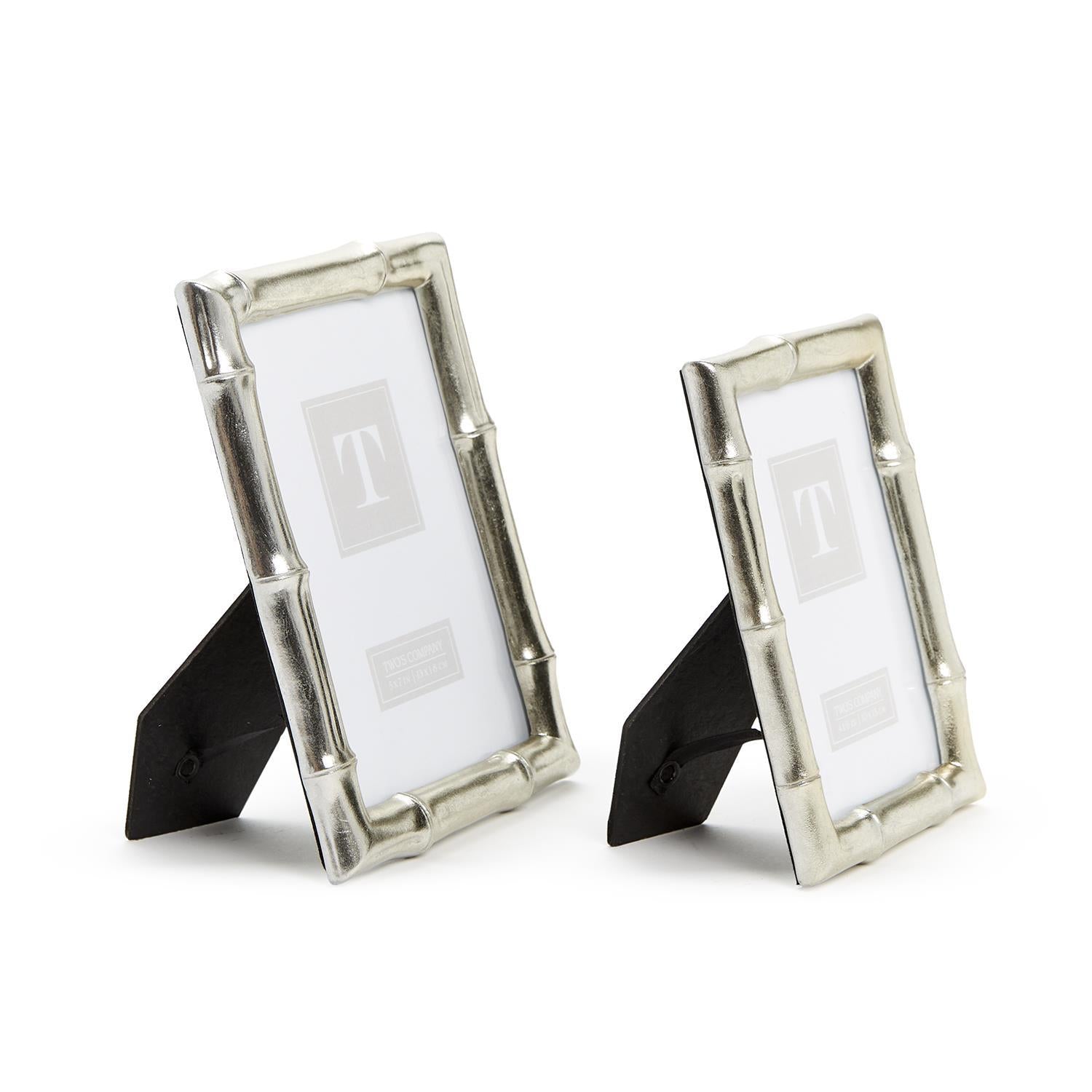 Silver Faux Bamboo Photo Frame, Set of 2