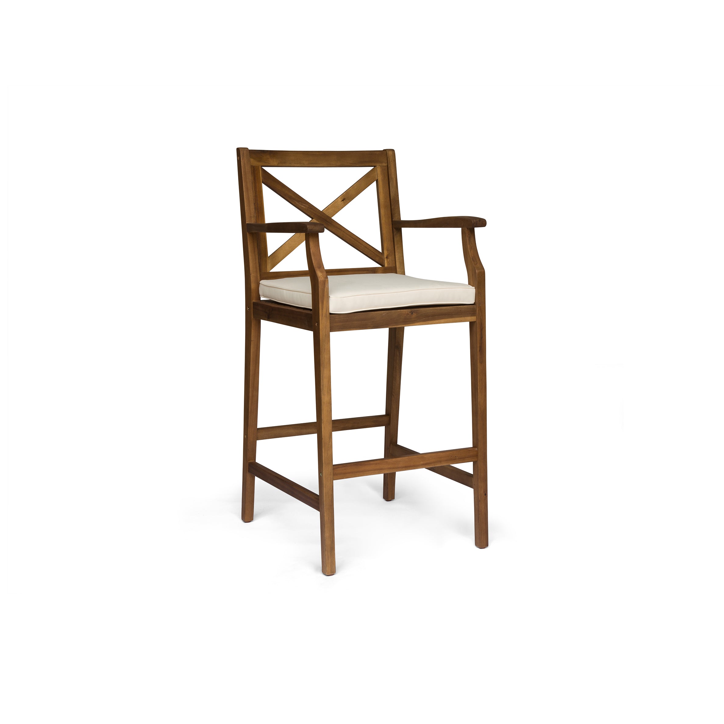Perla Outdoor Acacia Wood Barstools, Set of 2