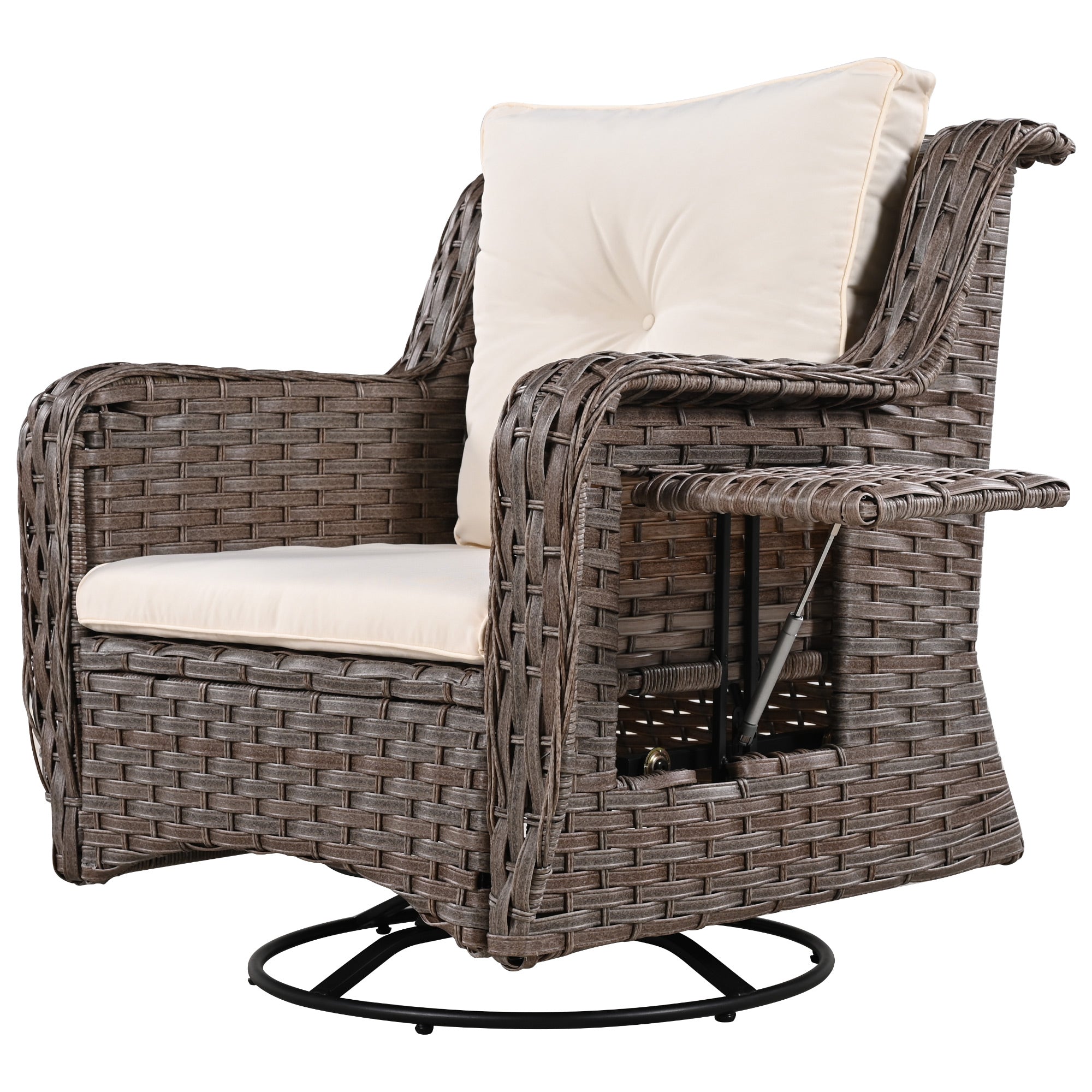5-Piece Patio Set with Bar Table, 2 Swivel Chair and 2 Ottomans