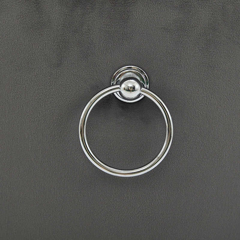 Modern Velvet Button Tufted Swivel Bar Stool with Metal Pull Ring