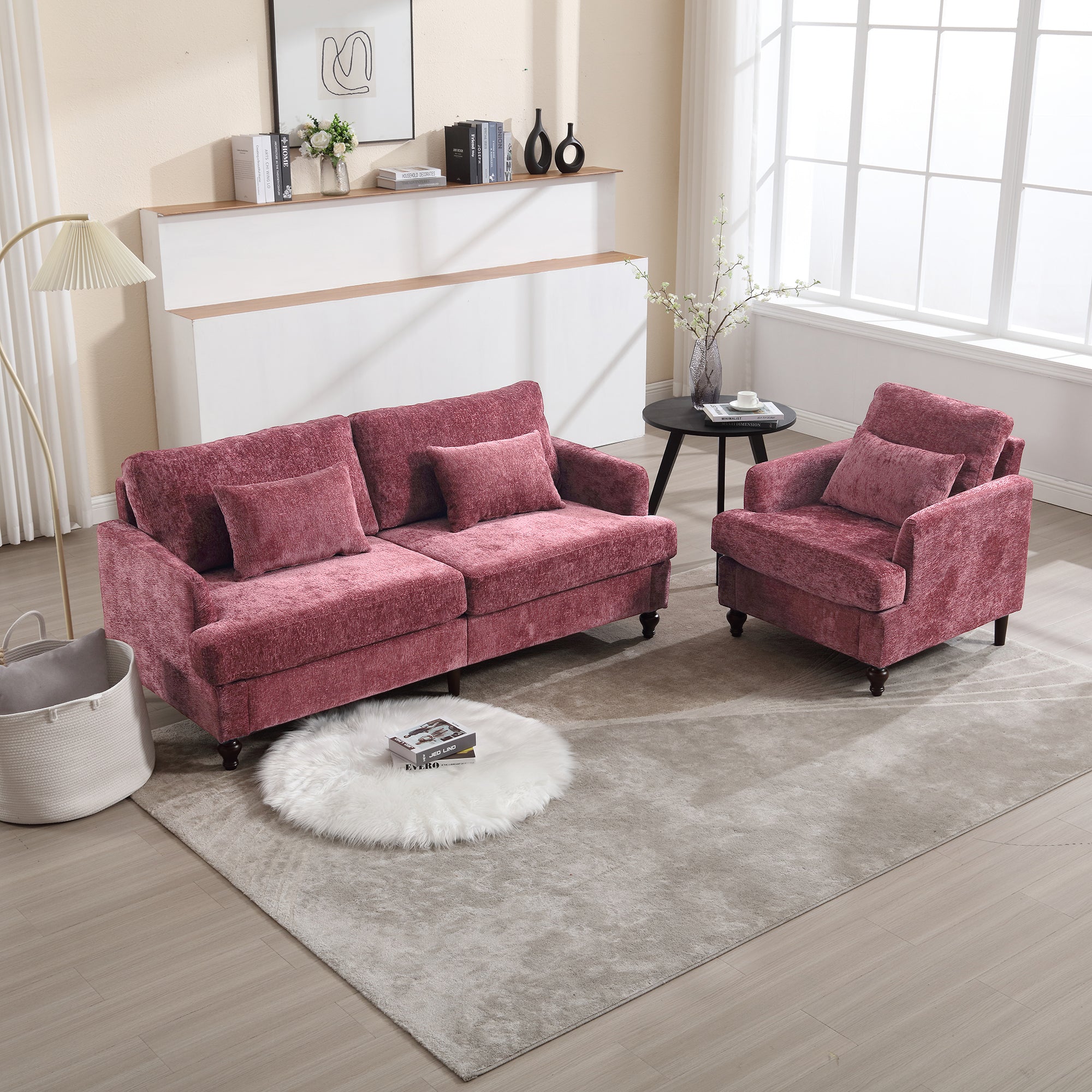 Chenille Tufted Upholstered Club Accent Chair