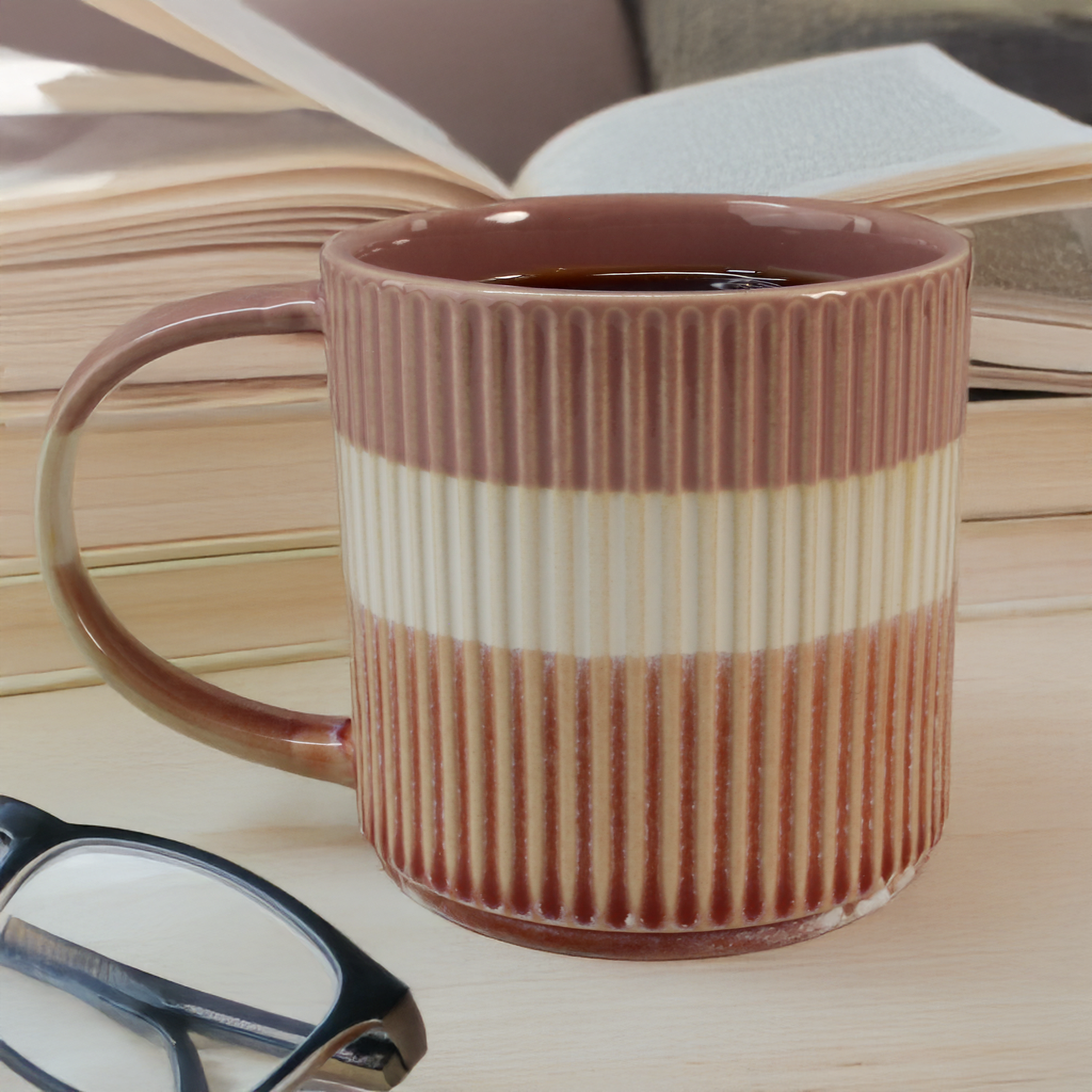 Tri-Color Mugs, Set of 8