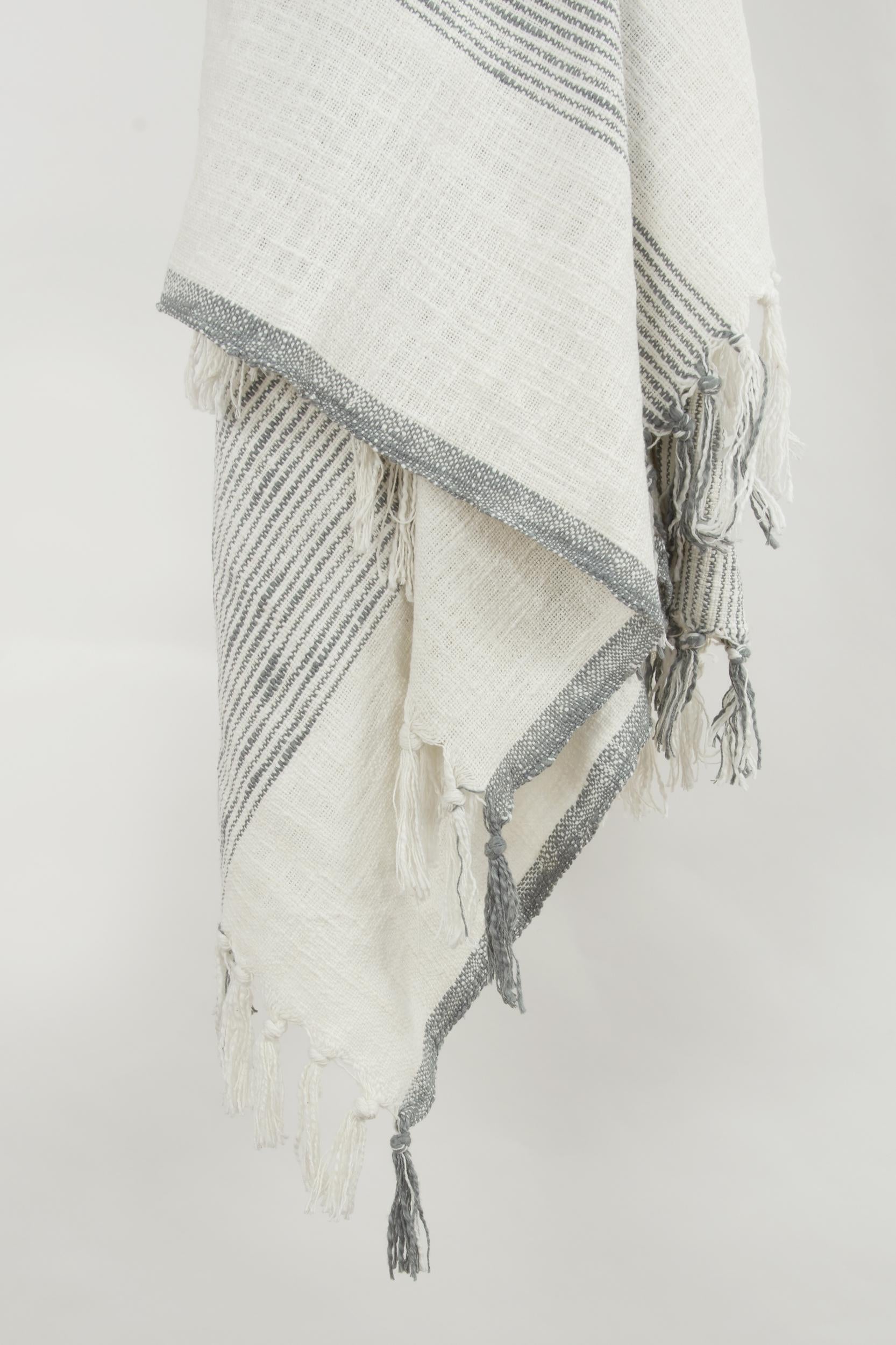 Stripe 100% Woven Textured Cotton Throw