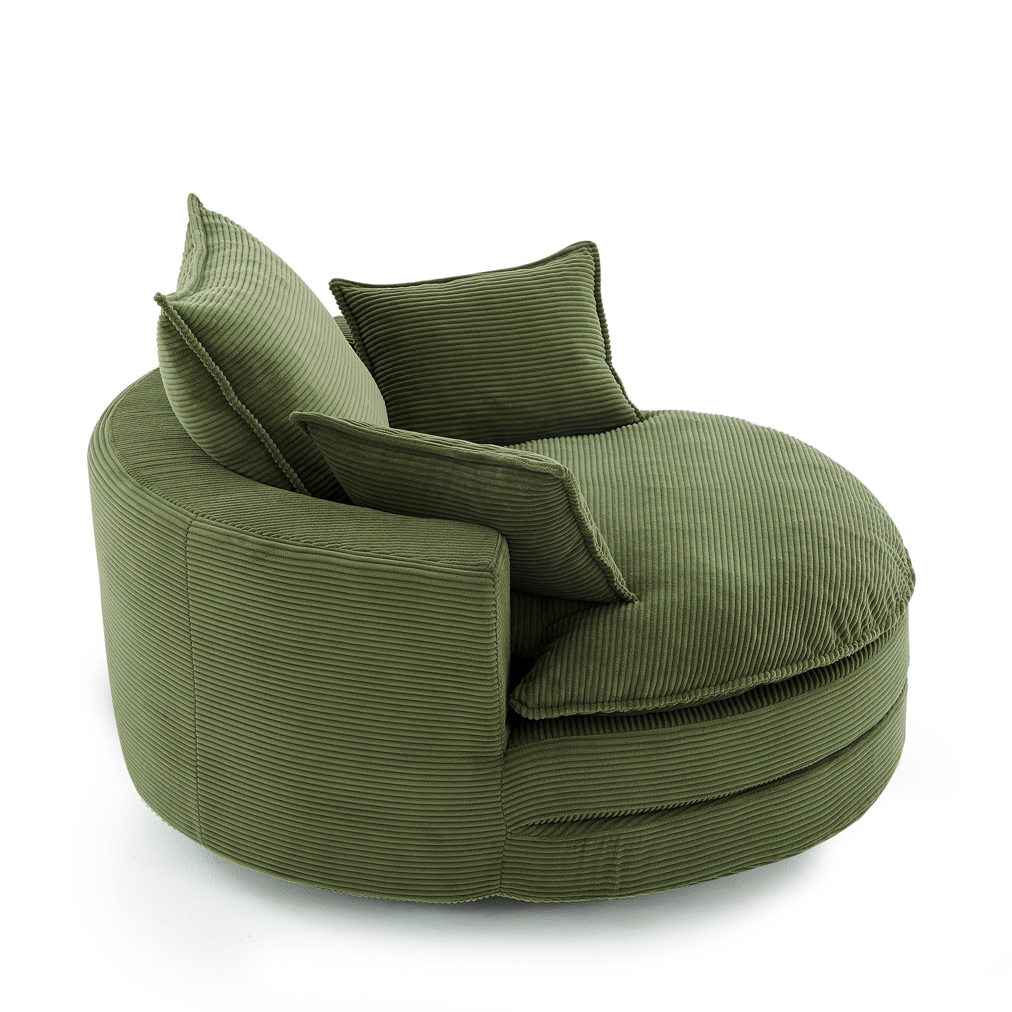 Corduroy 360° Swivel Accent Barrel Chair with 3 Removable Pillows
