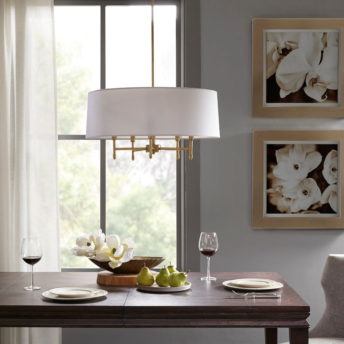 5-Light Pendant Light with Tiltable Drum Shade