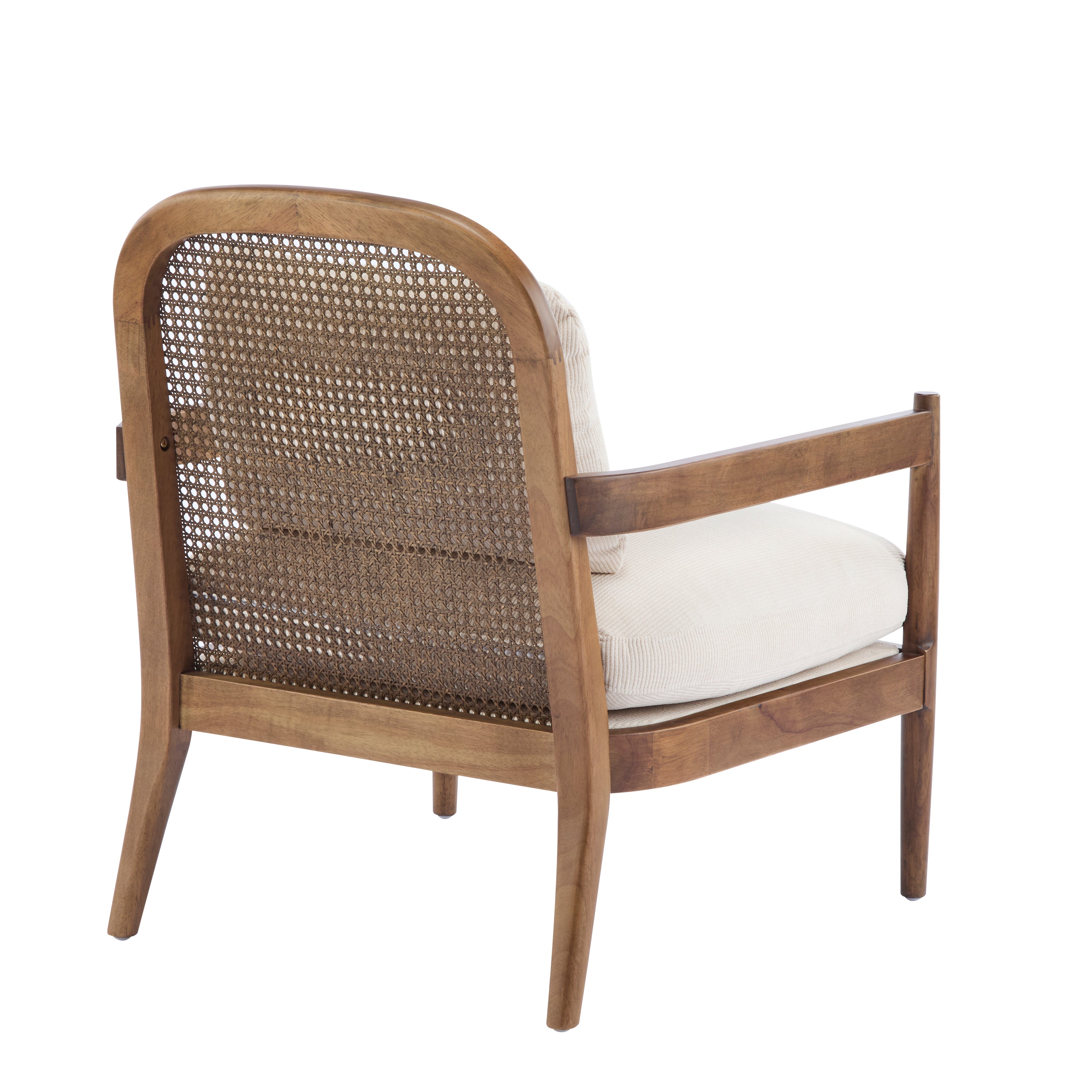 Elliston Solid Wood and Rattan Accent Chair with Cushions, Set of 2