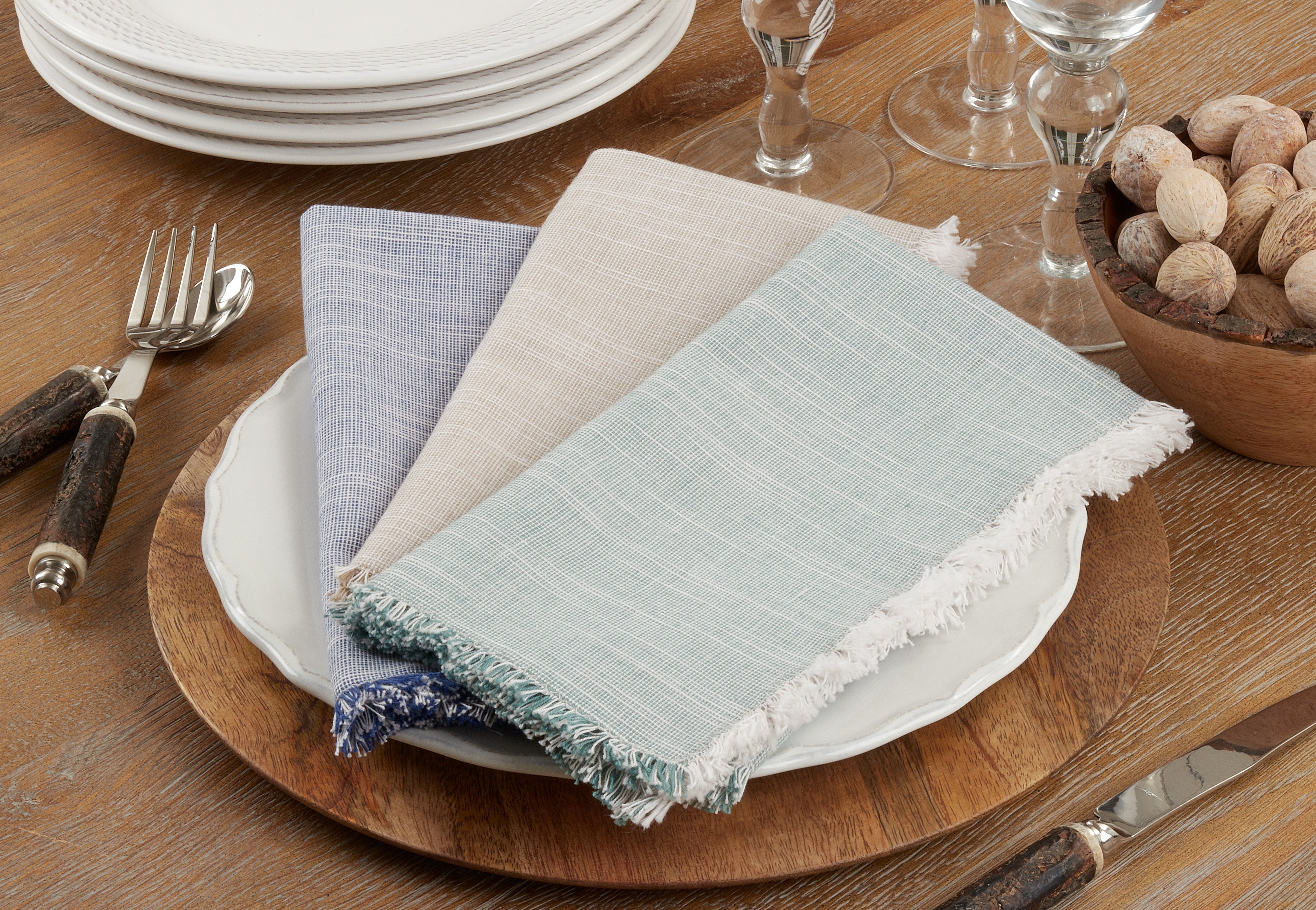 Two-Tone Fringe Napkin, Set of 4