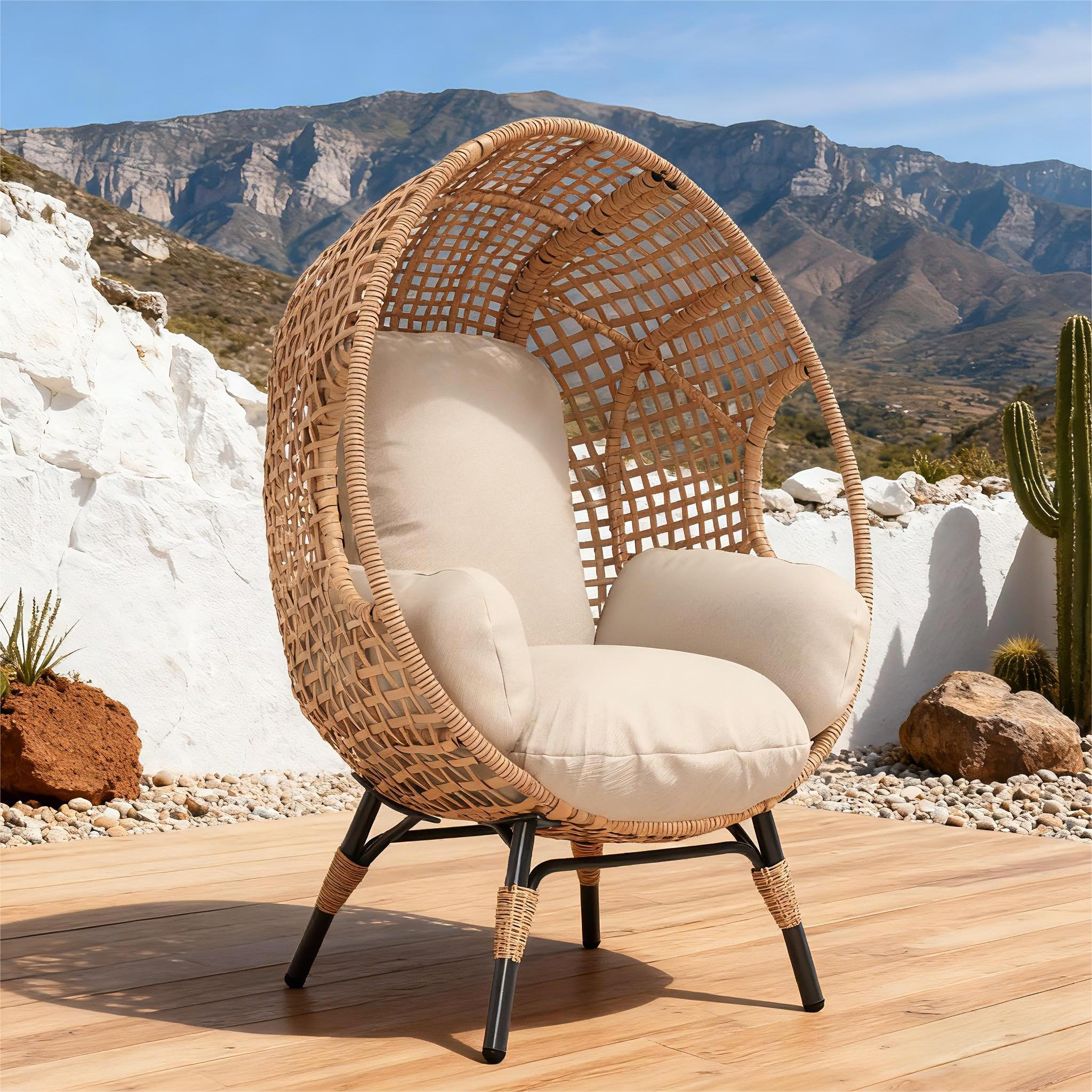 Elegant Arc Back Hanging Egg Chair with 8-Inch Cushion
