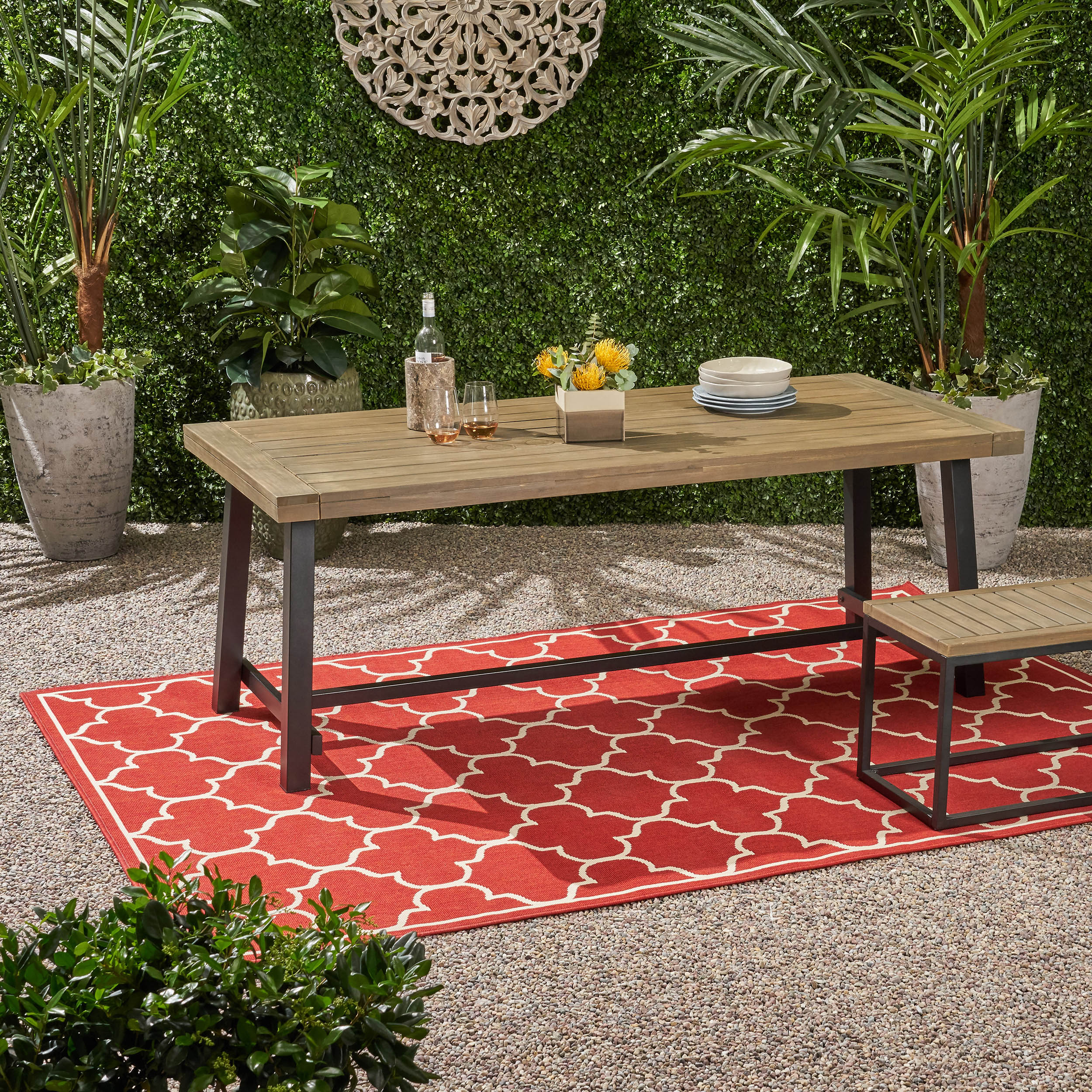 Pier1 Acacia Wood Outdoor Dining Table - Thumbnail 3