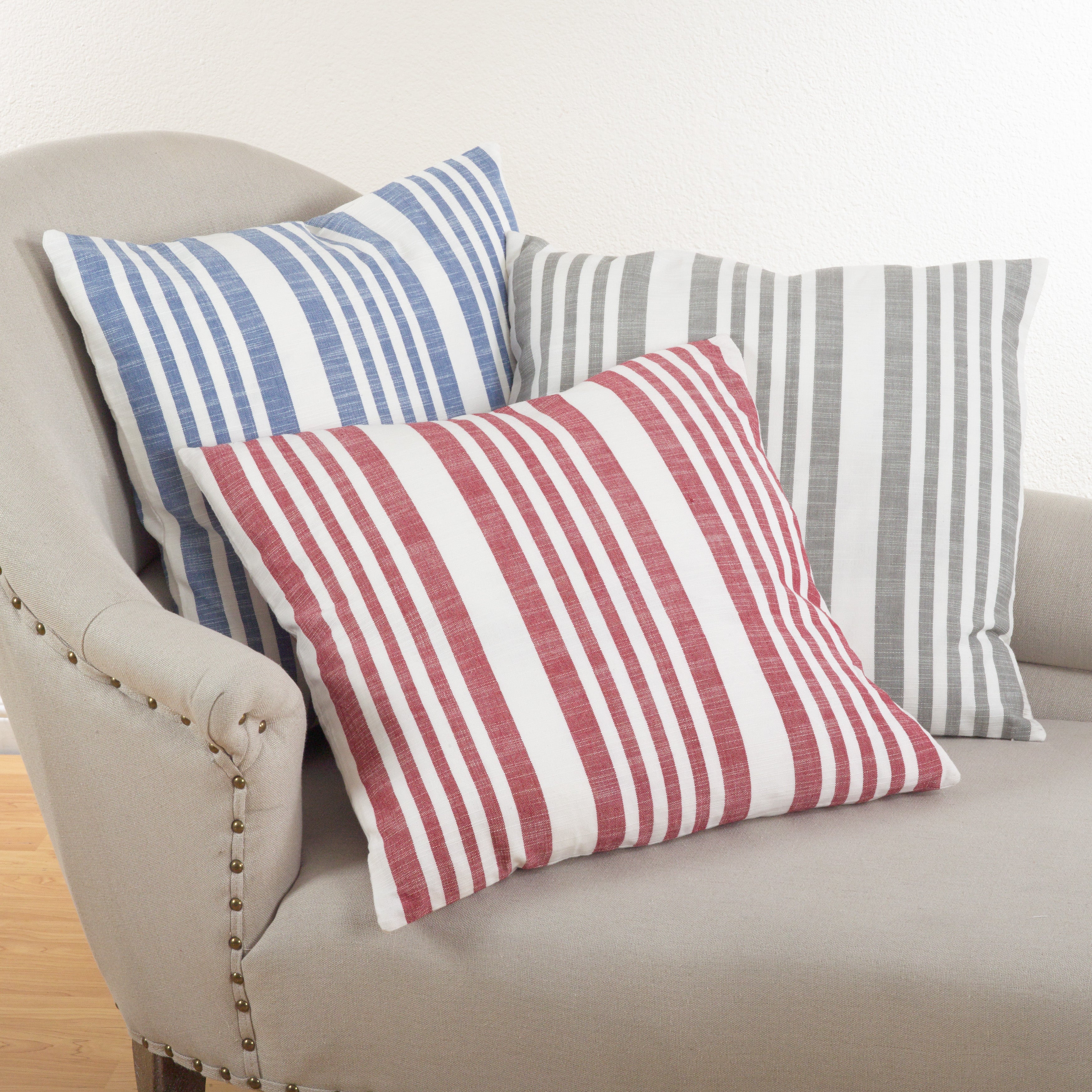 Nautical Striped Down Filled Throw Pillow