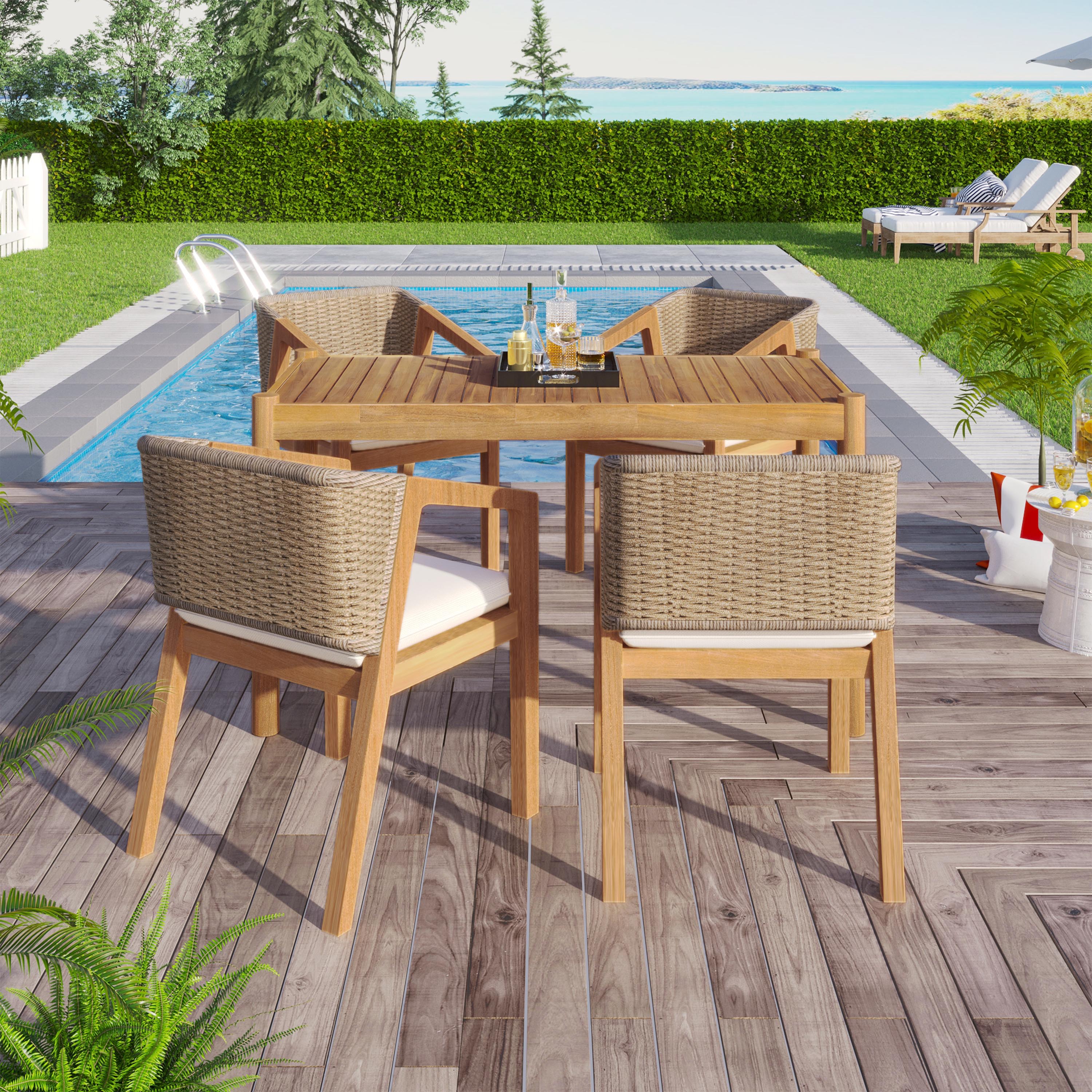 Acacia Wood Outdoor Dining Set of 5