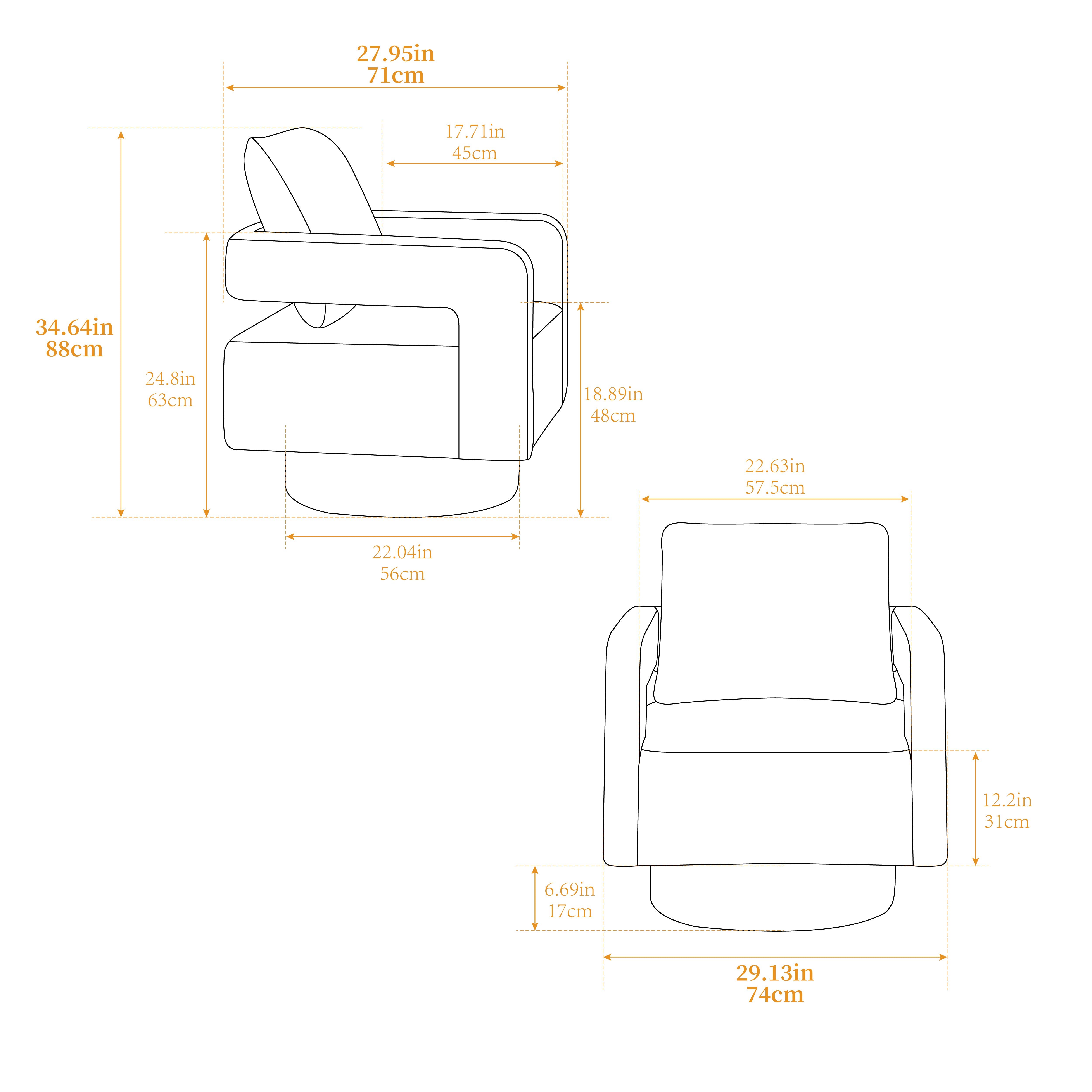 Stonewell Square Swivel Accent Chair with Open Back