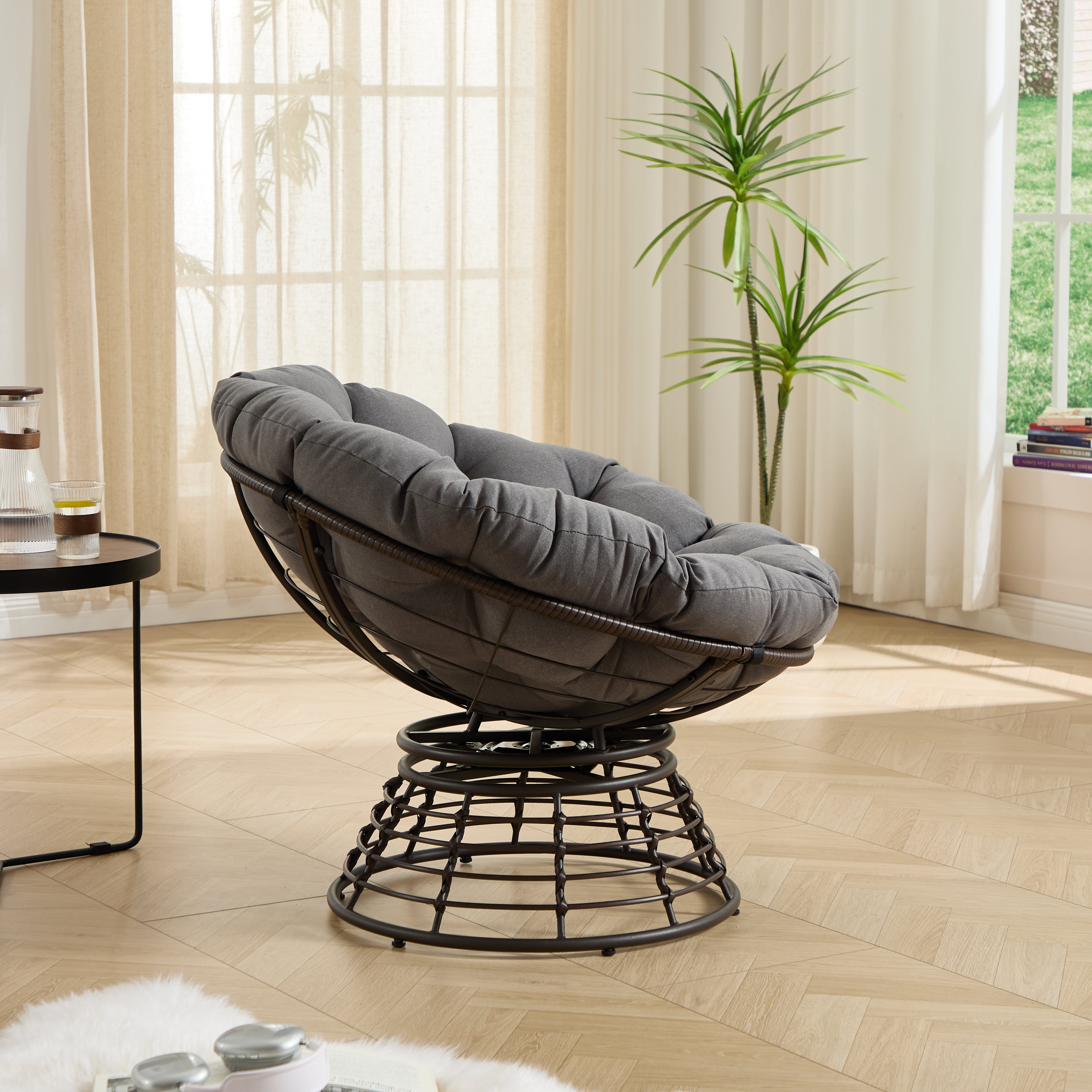The Original Papasan™ 360° Swivel Indoor Outdoor Wicker Papasan Chair with Soft Thick Cushion