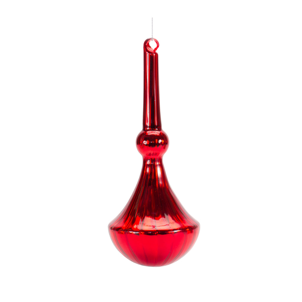 Modern Red Finial Drop Ornament (Set of 6)