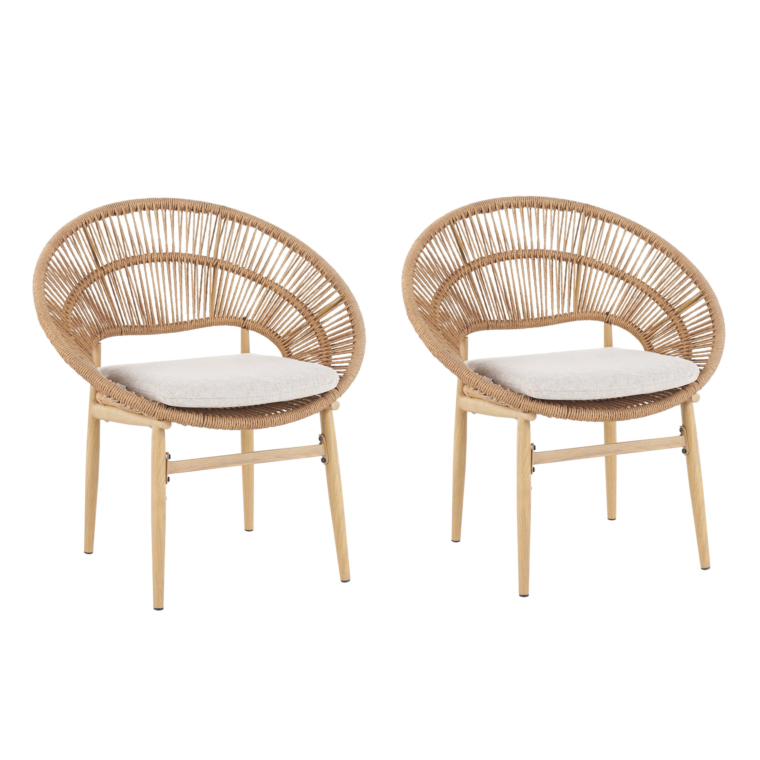 Cyril Outdoor Wicker Papasan Style Dining Chair, Set of 2