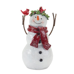 Snowman Figurine with Cardinal Accents (Set of 2)