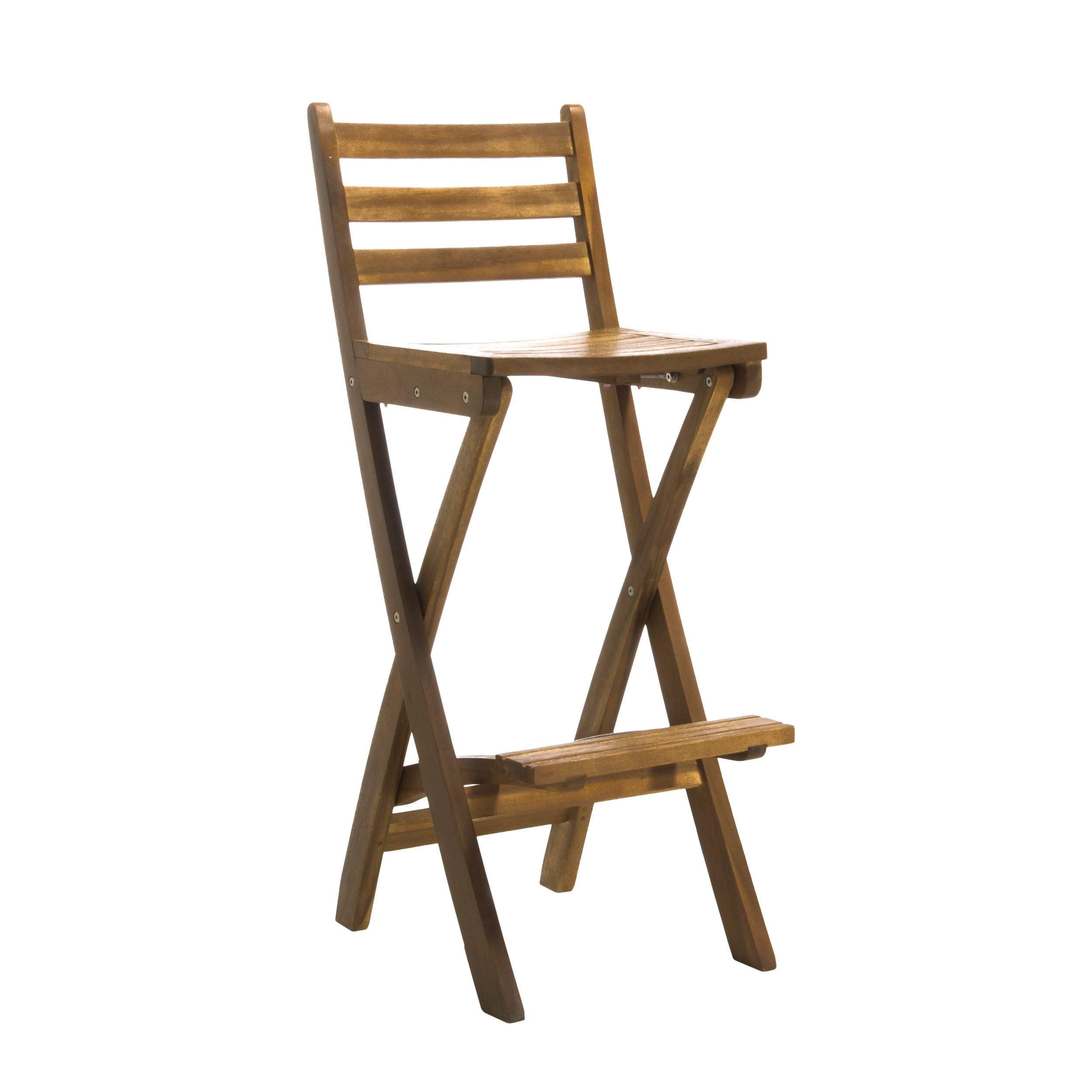 Outdoor Acacia Wood Folding Patio Barstool, Set of 2