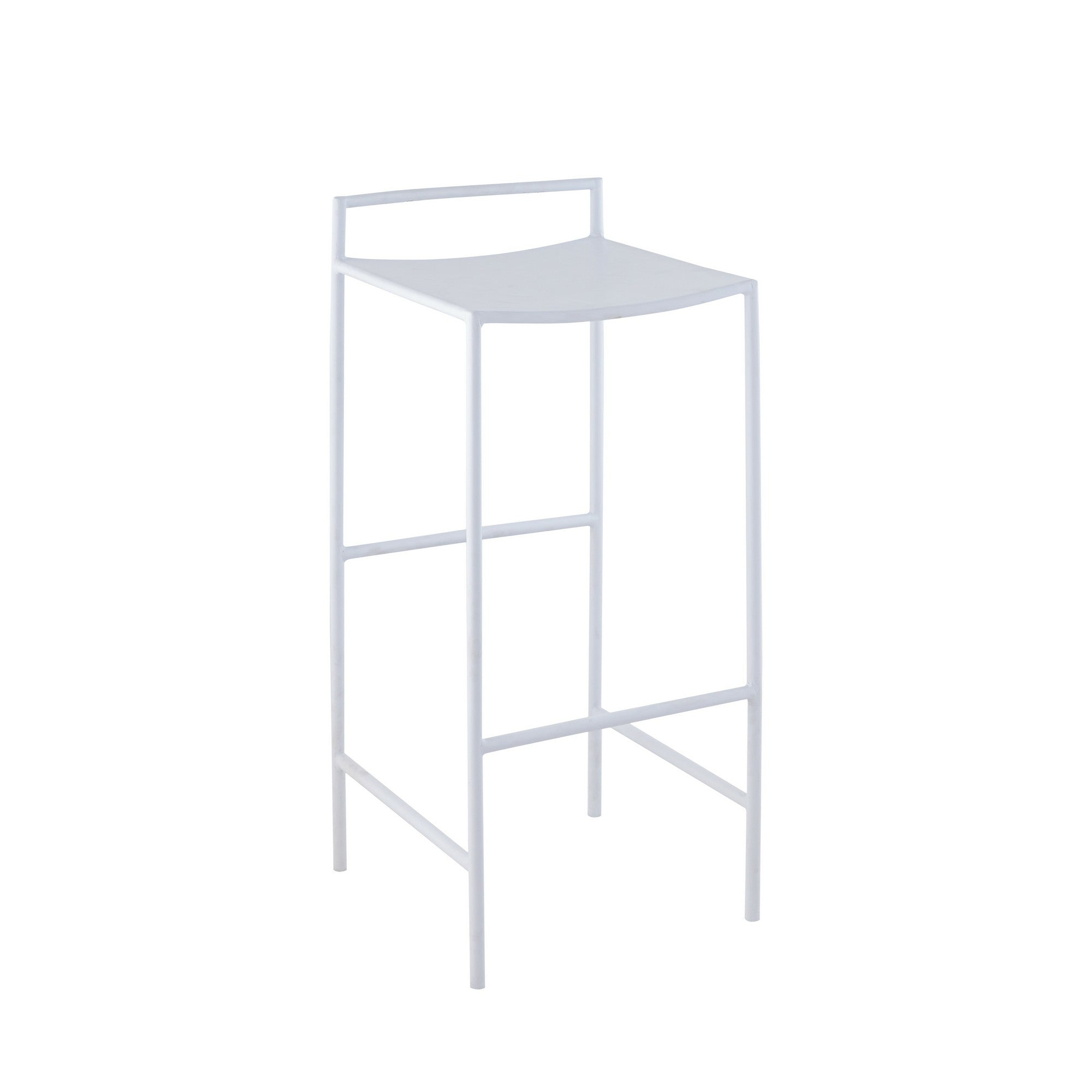 Svelte Coastal Contemporary Iron Saddle-Seat Low-Back Bar Stool with Foot Rest